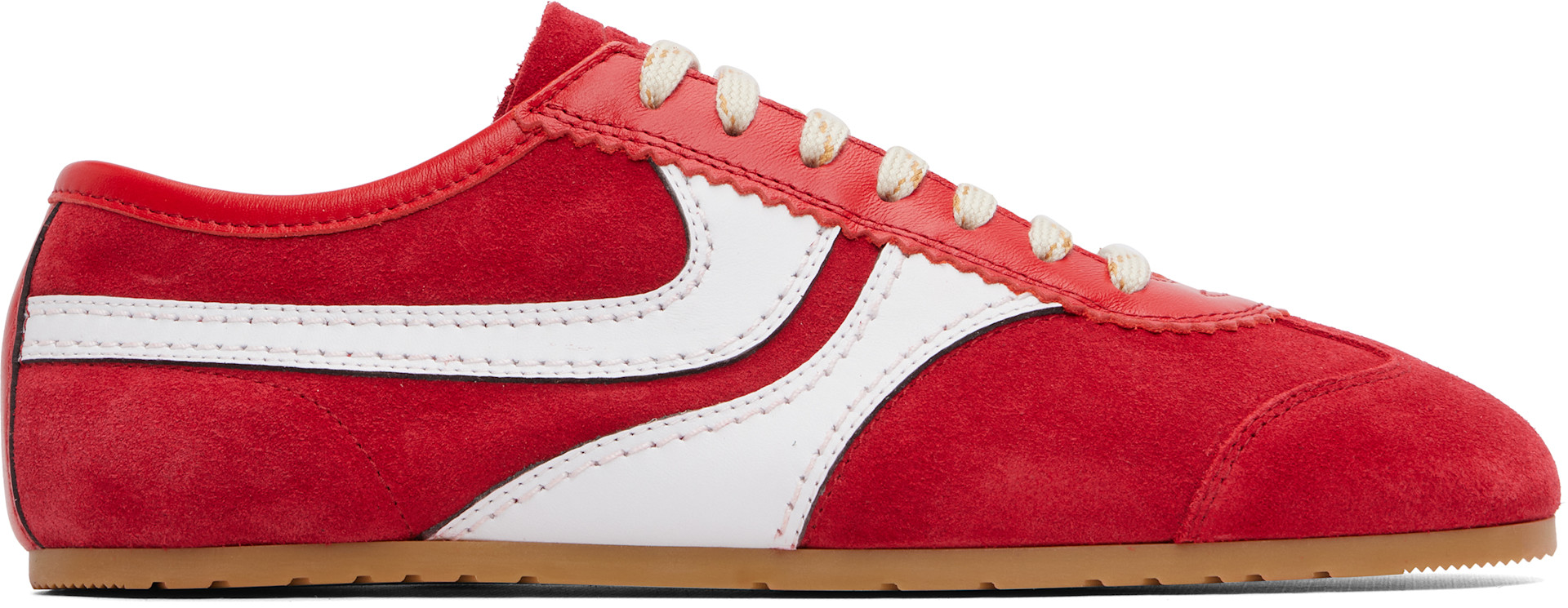 Dries Van Noten: Red & White Suede Sneakers | SSENSE