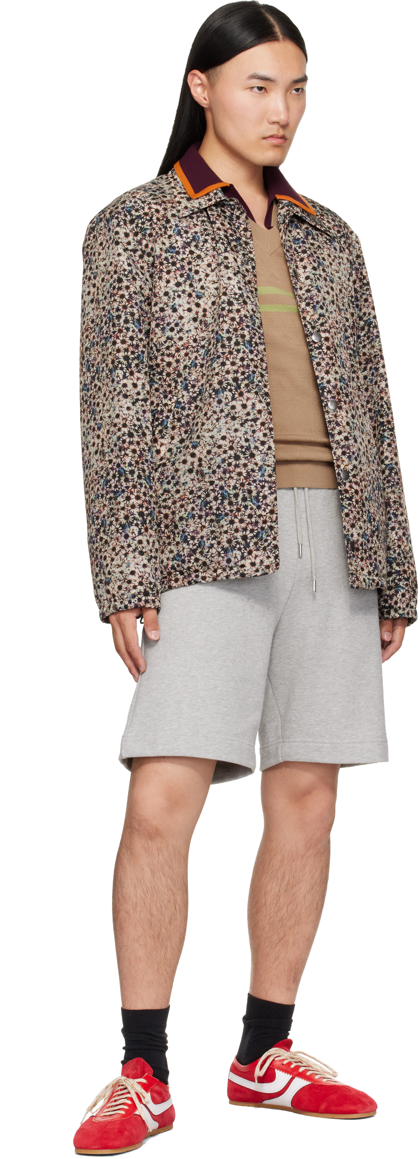 Dries Van Noten - 레드 & 화이트 스웨이드 스니커즈