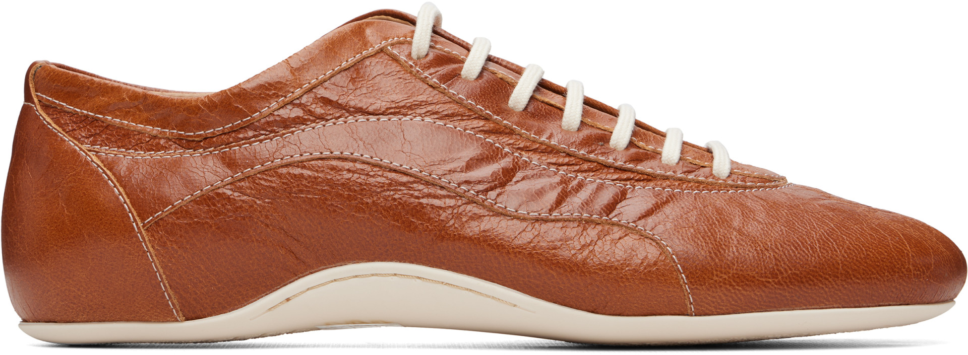 Dries Van Noten: Tan Leather Ballerina Sneakers | SSENSE