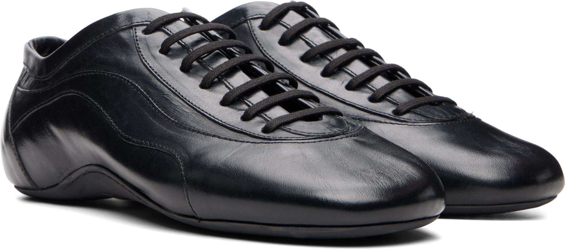 Dries Van Noten: ブラック レザー バレエスニーカー | SSENSE 日本