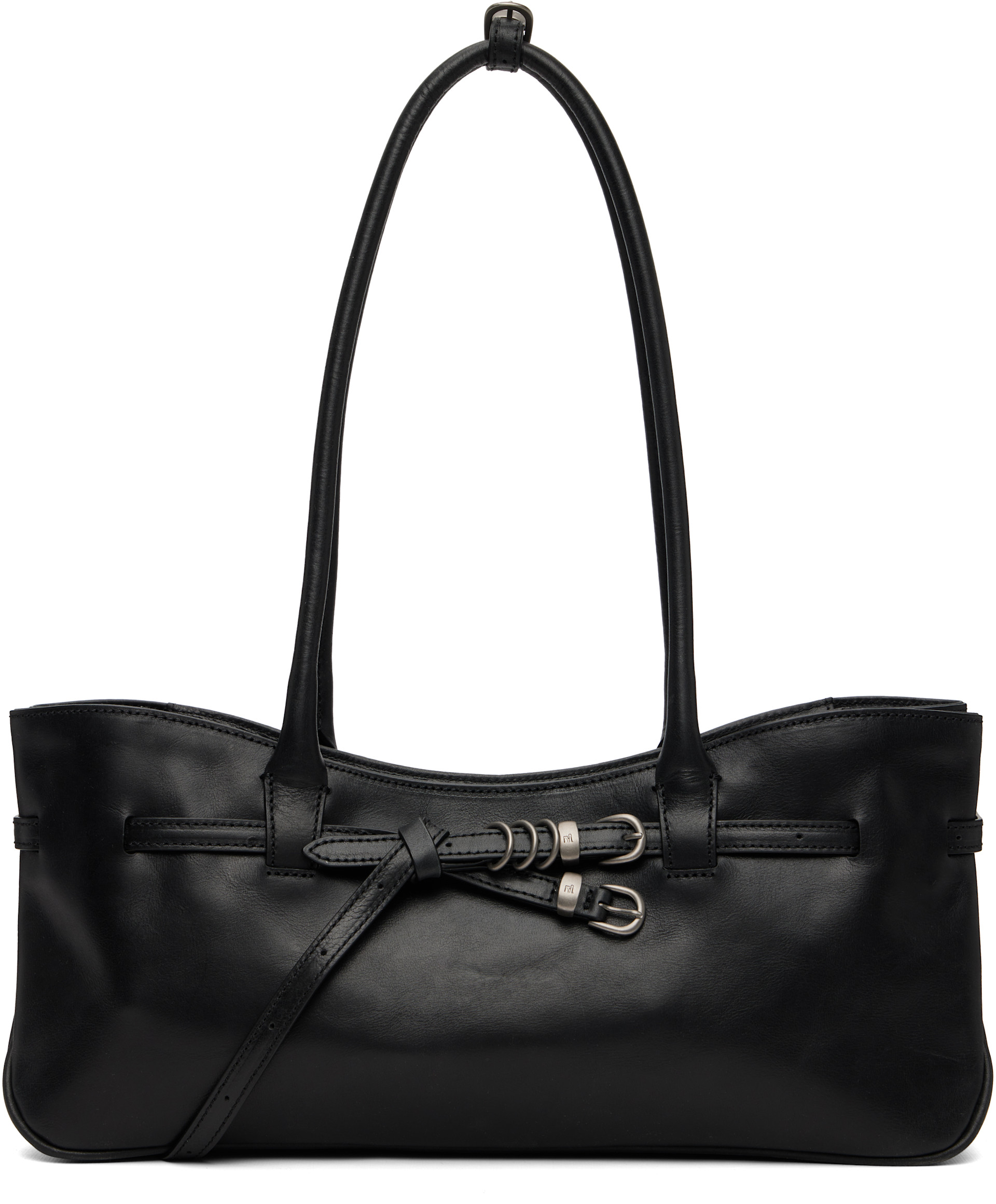 MARGESHERWOOD: Black Leather 'Grandma' Used Shoulder Bag | SSENSE