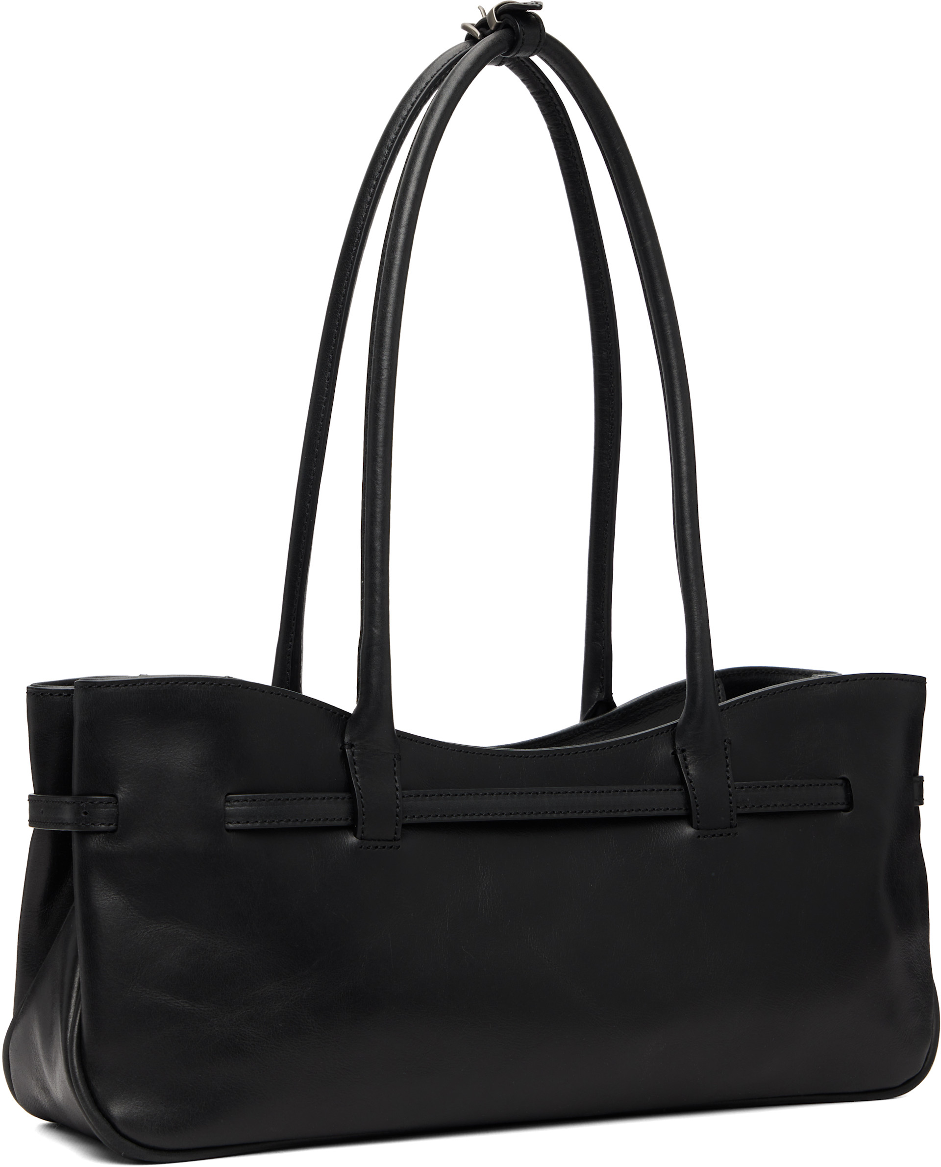 MARGESHERWOOD: Black Leather 'Grandma' Used Shoulder Bag | SSENSE