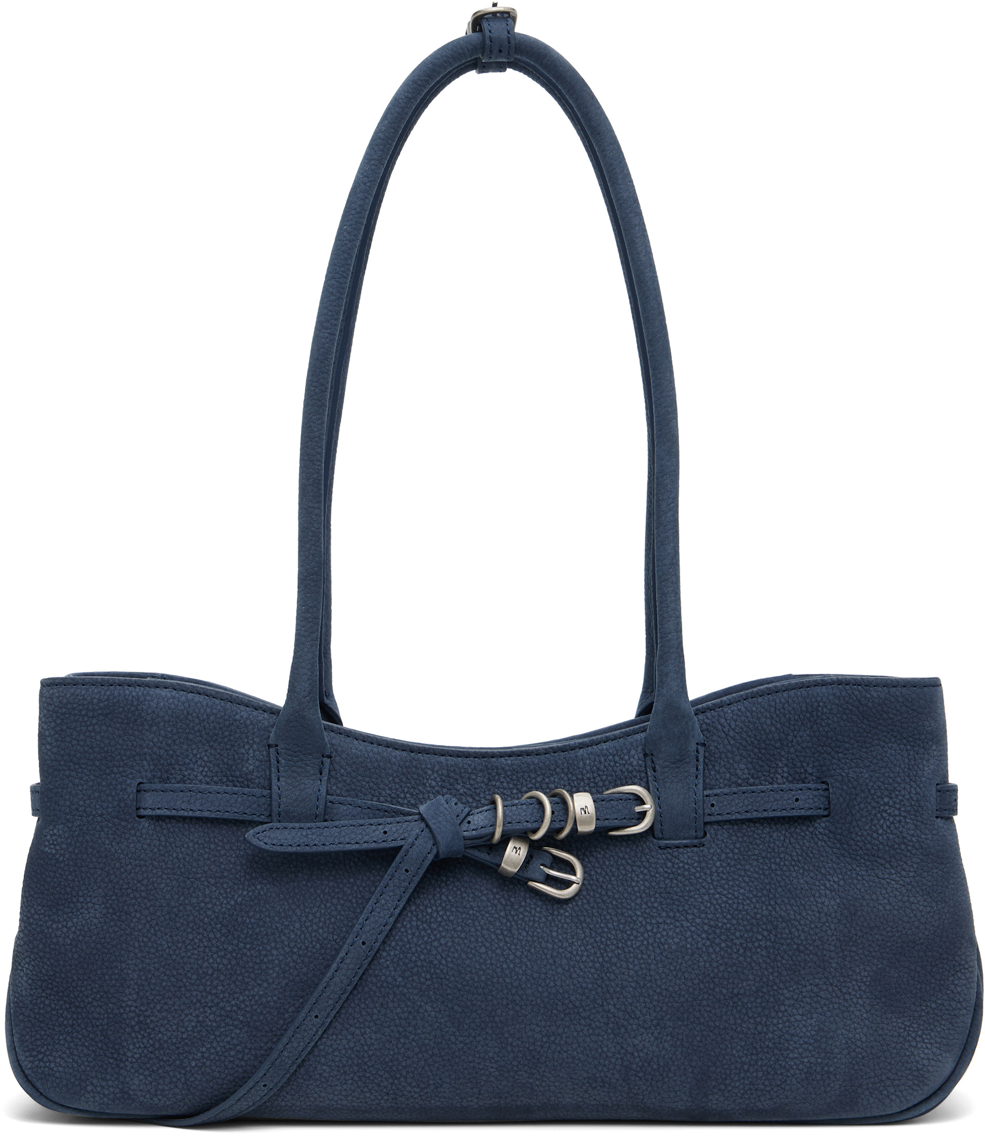 MARGESHERWOOD: Navy Leather 'Grandma' Used Shoulder Bag | SSENSE