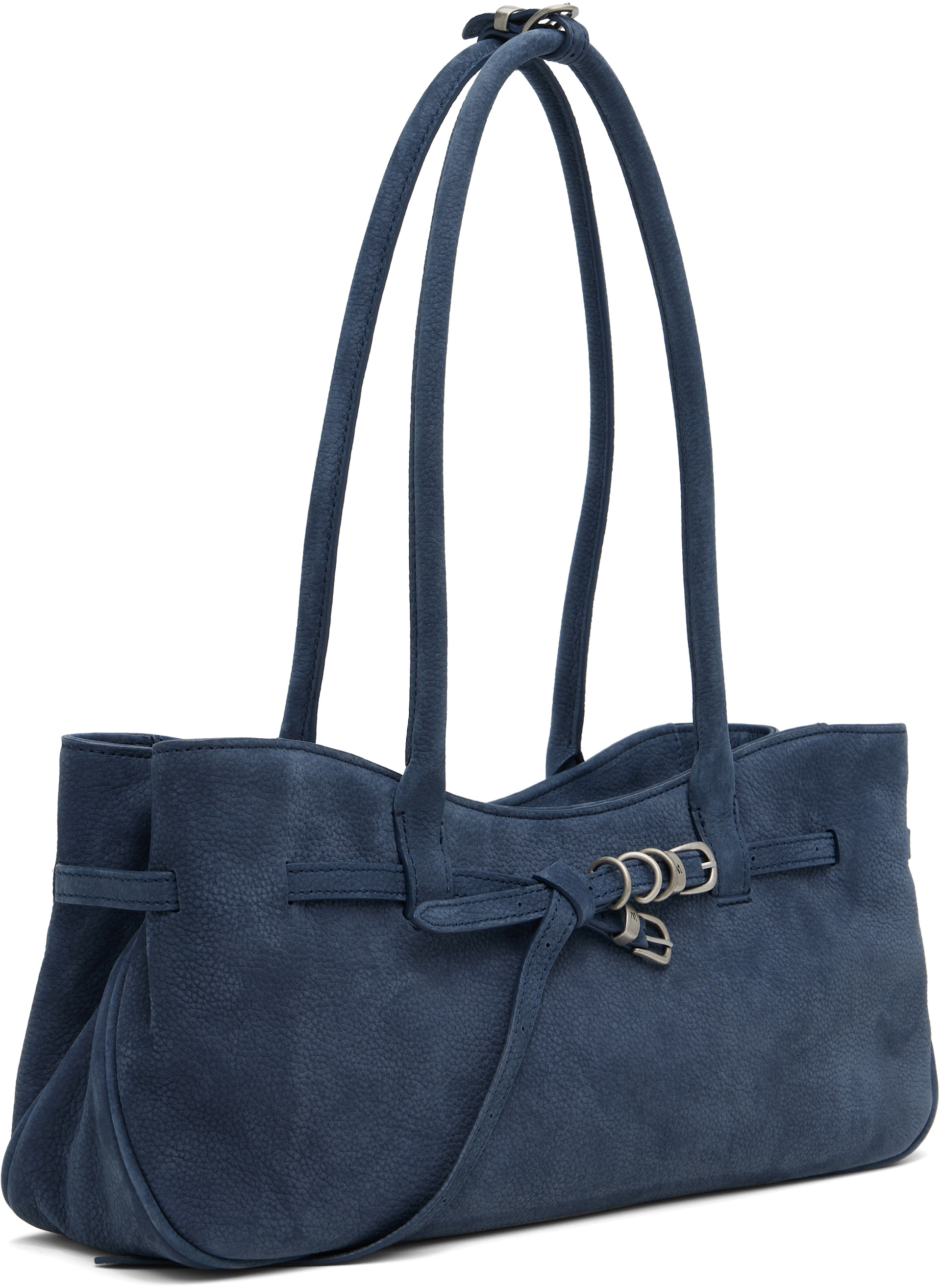 MARGESHERWOOD: Navy Leather 'Grandma' Used Shoulder Bag | SSENSE