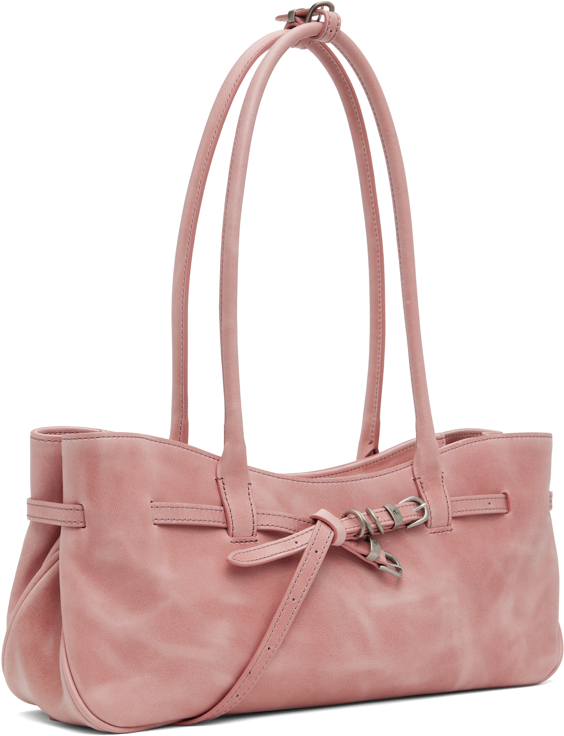 MARGESHERWOOD: Pink Leather 'Grandma' Used Shoulder Bag | SSENSE