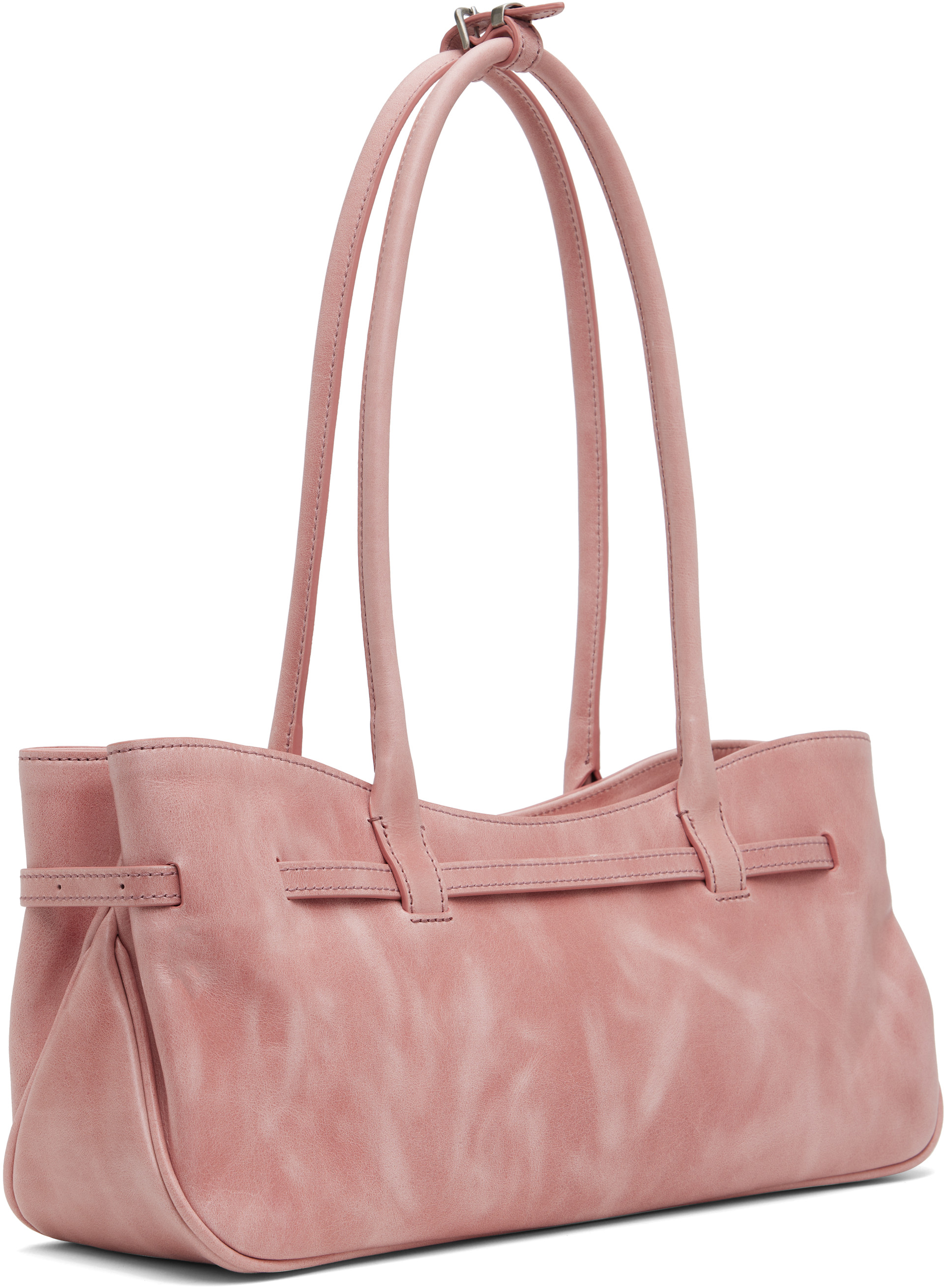MARGESHERWOOD: Pink Leather 'Grandma' Used Shoulder Bag | SSENSE