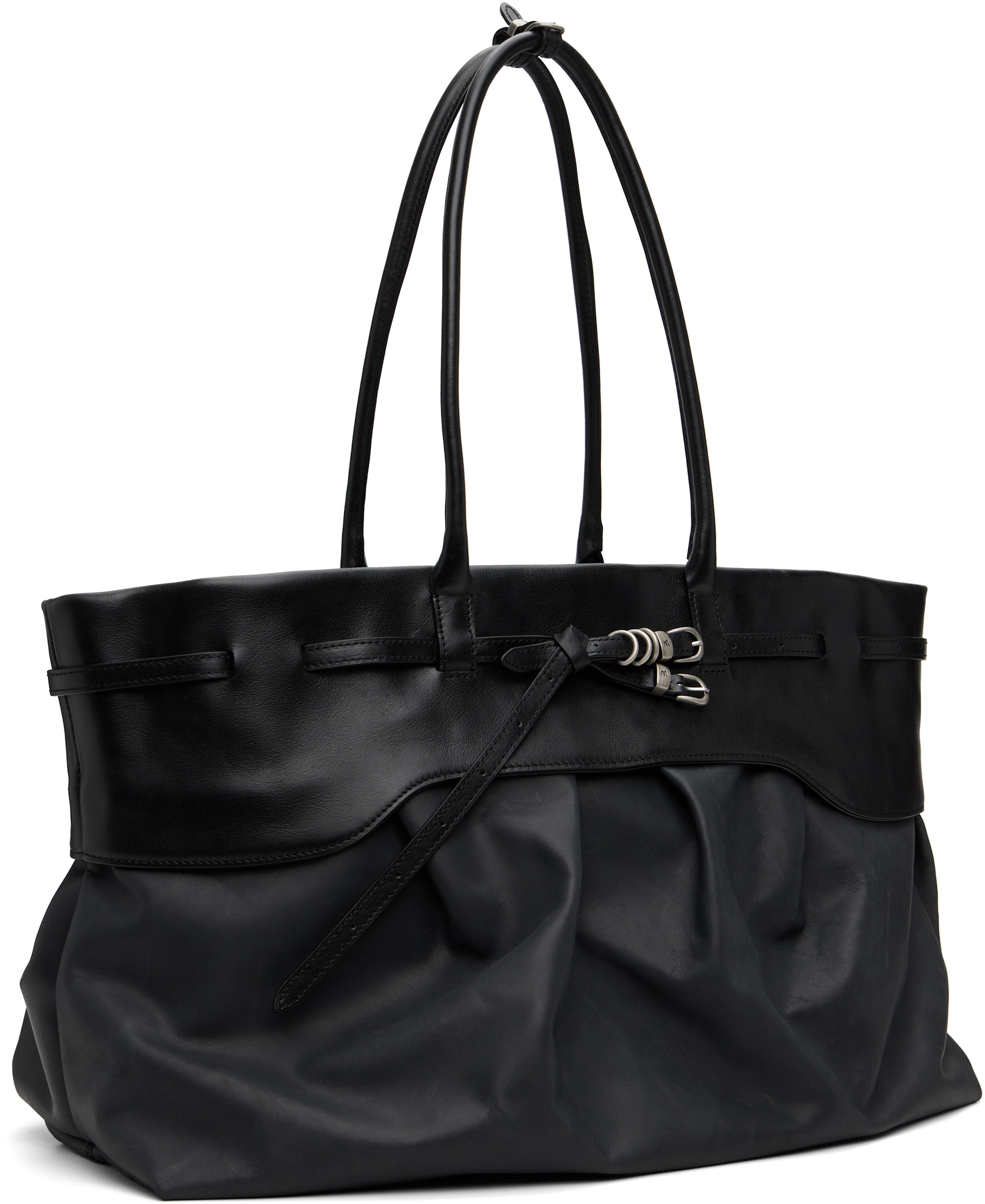 MARGE SHERWOOD ハンドバッグ MARGESHERWOOD: Black Soft Grandma Layered Tote | SSENSE