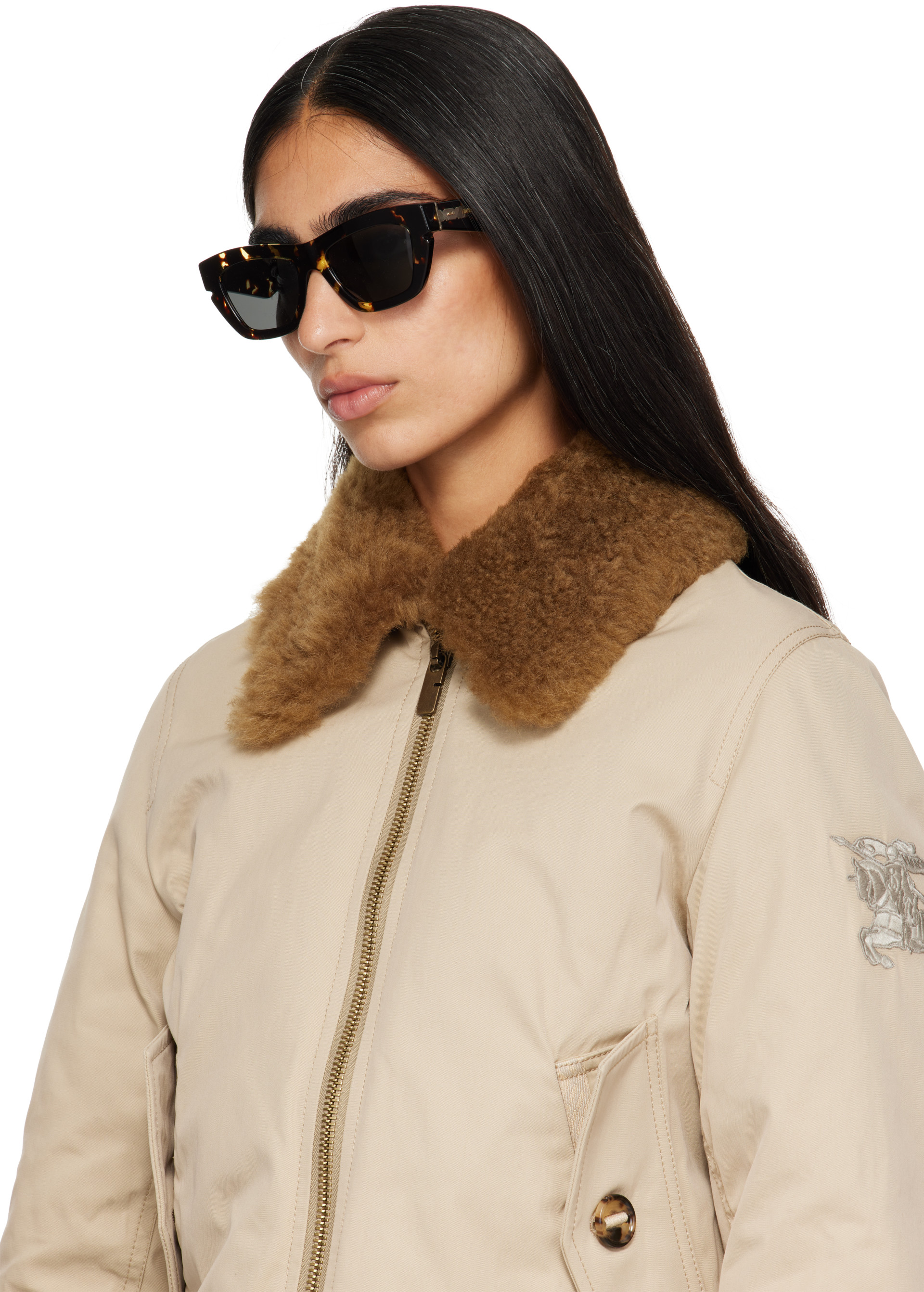 Burberry - Brown Rectangle Sunglasses