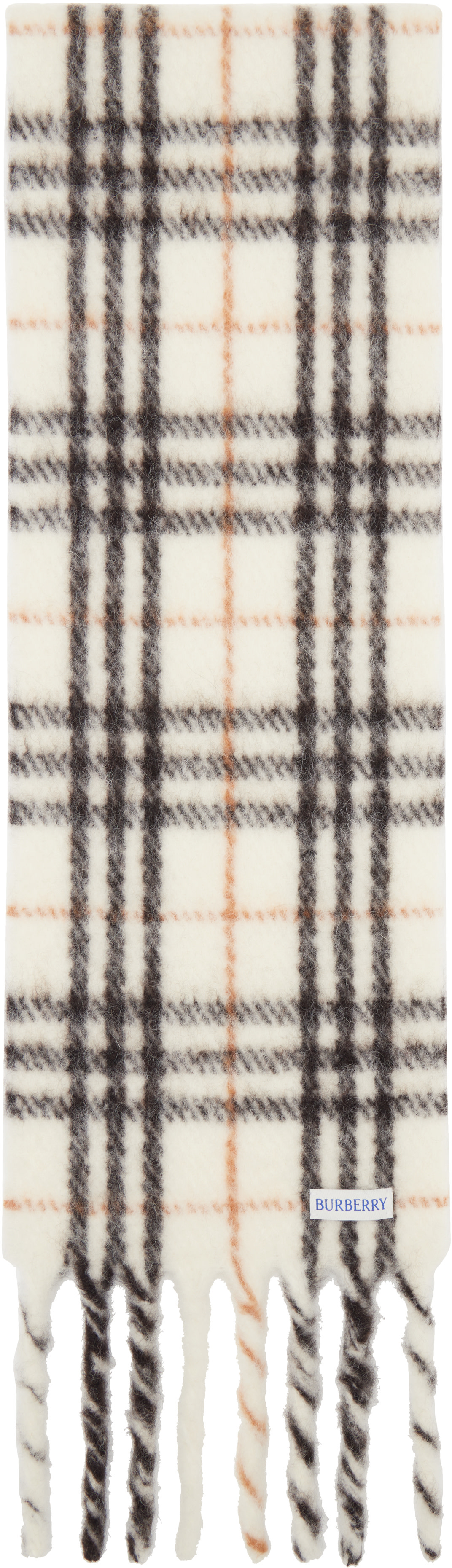 BURBERRY マフラー ブラック ホワイト Burberry: White & Black Small Check Scarf | SSENSE
