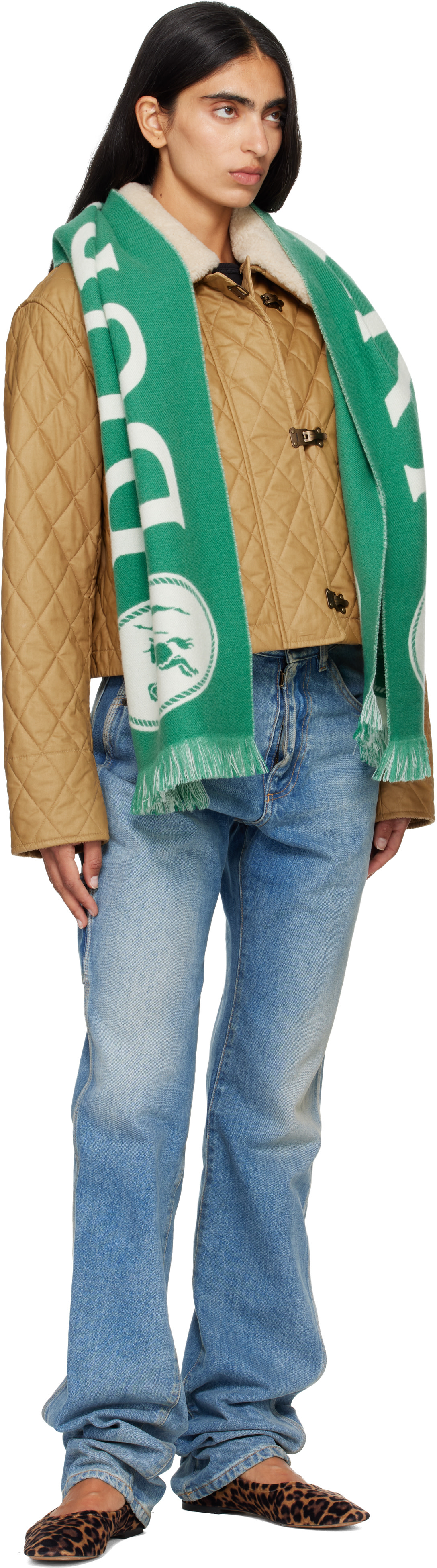 Burberry - Écharpe verte à logo EKD
