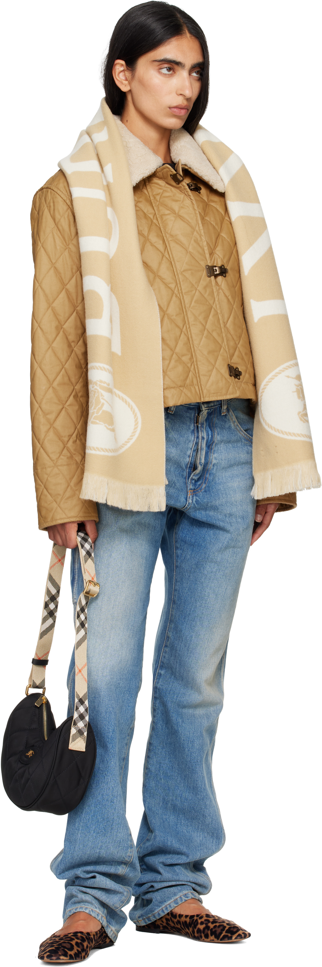 Burberry - Écharpe beige à image à logo EKD