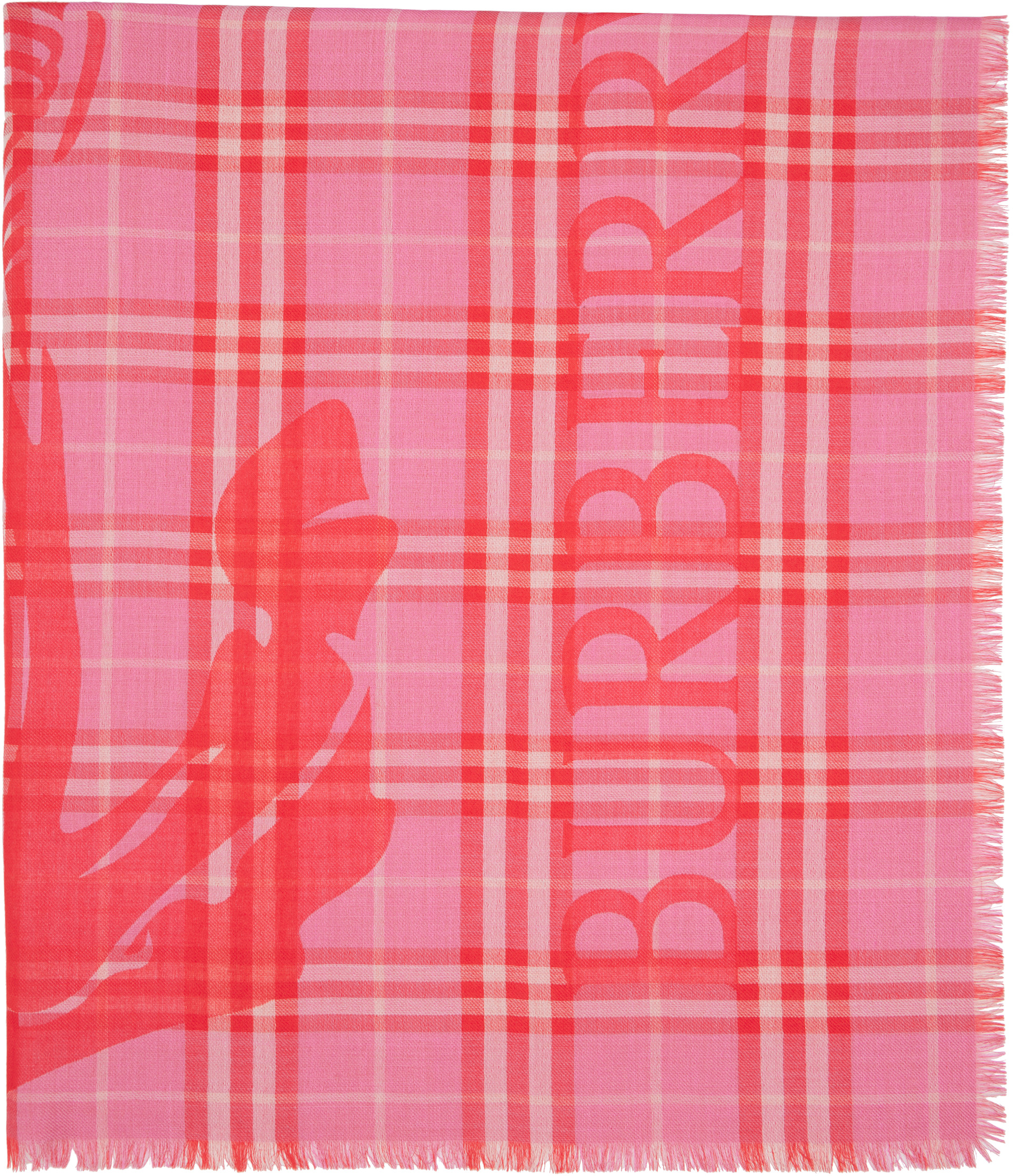 Burberry: ピンク＆レッド EKD チェック マフラー | SSENSE 日本