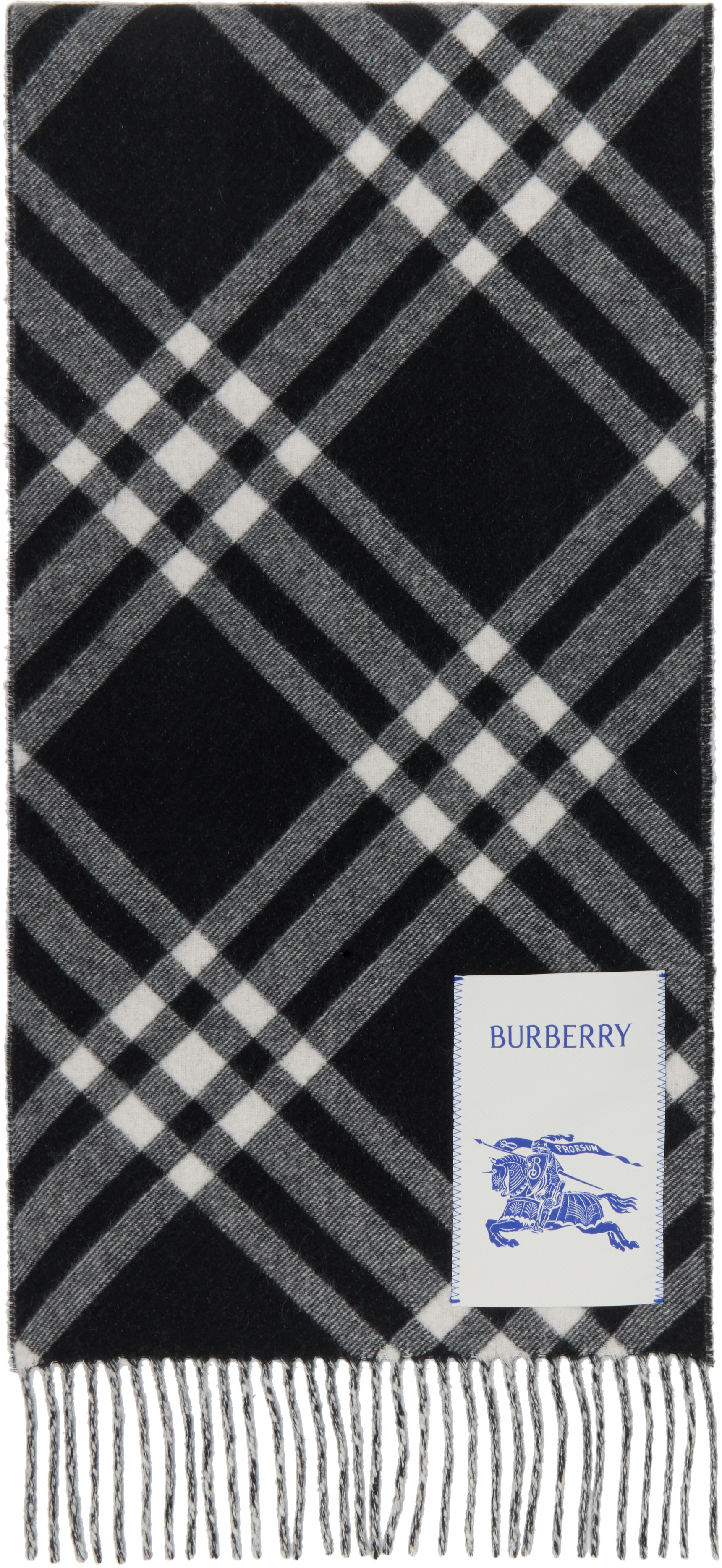 Burberry: ブラック チェック カシミヤ マフラー | SSENSE 日本