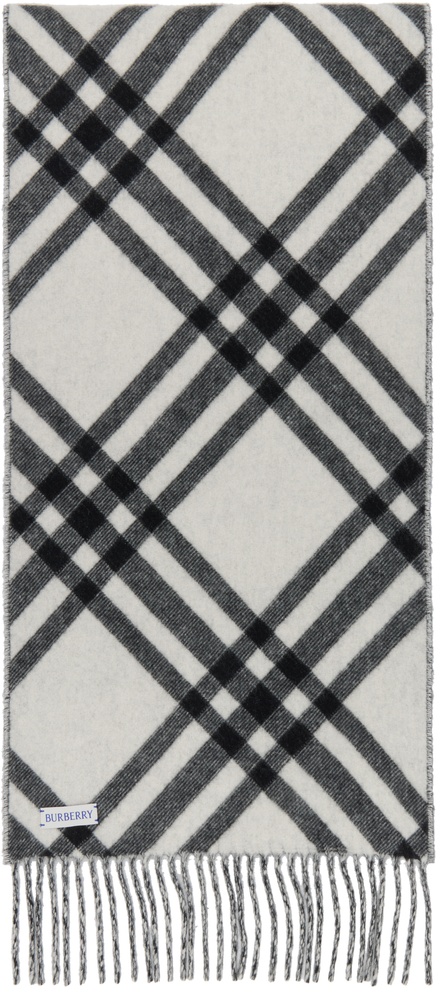 Burberry: ブラック チェック カシミヤ マフラー | SSENSE 日本