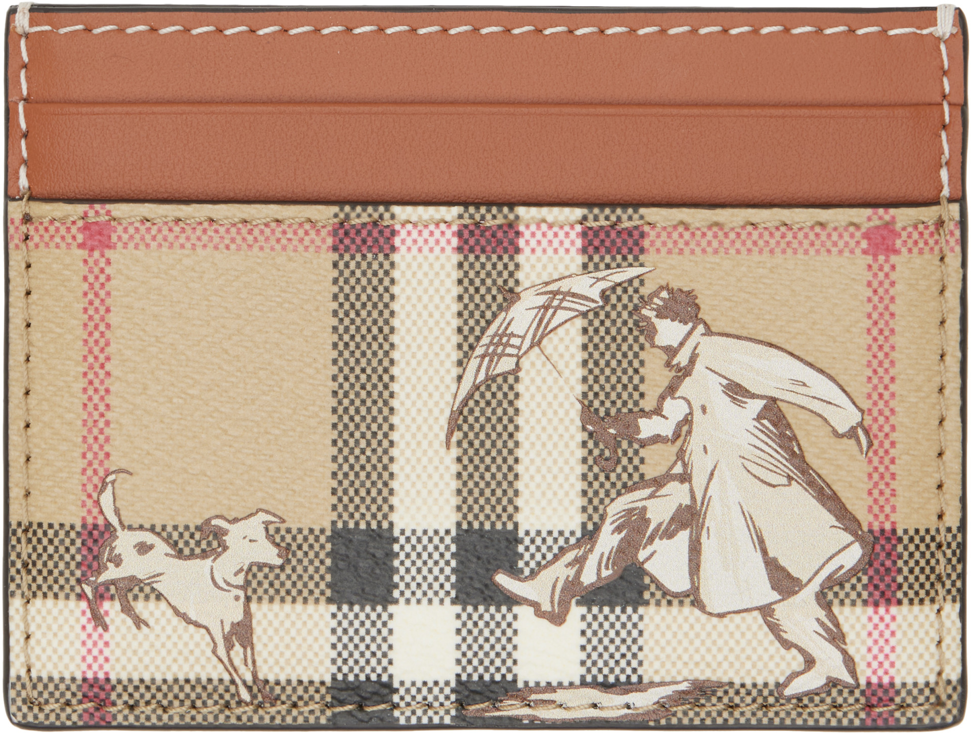 Burberry: ブラウン＆ベージュ Check Mates カードケース | SSENSE 日本