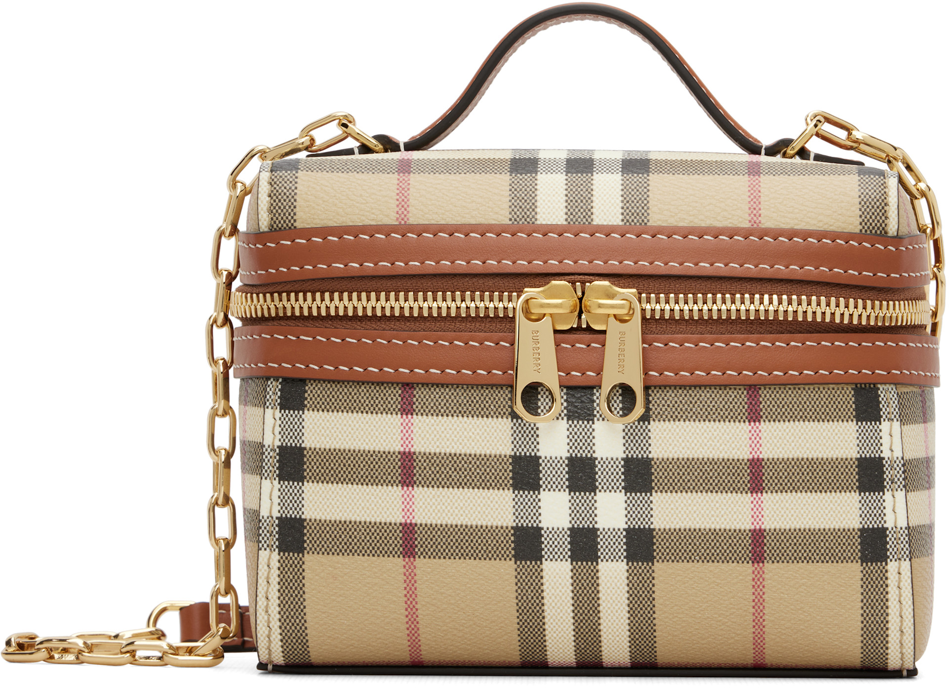 Burberry - Beige Mini Check Vanity Bag