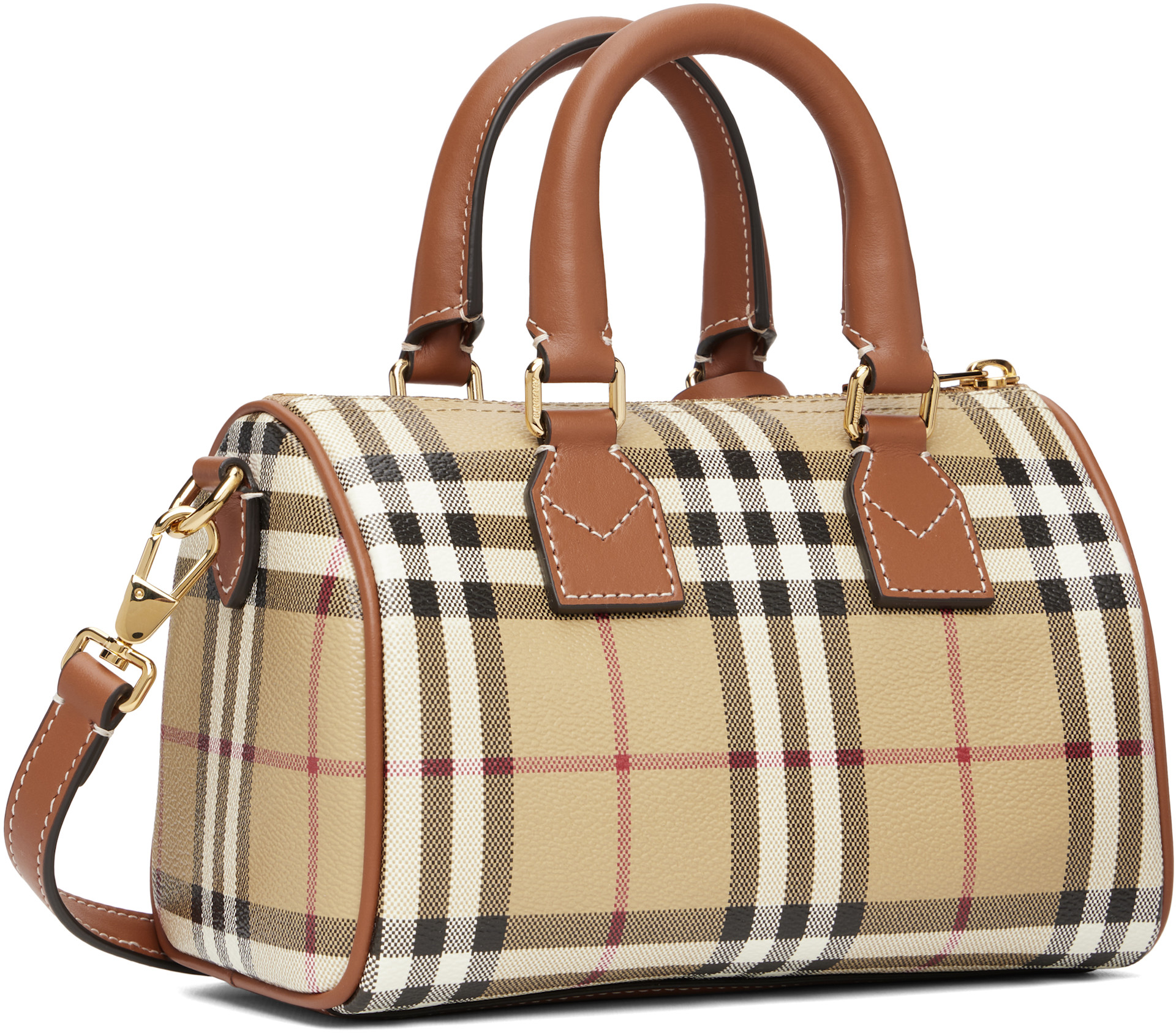 Burberry - Beige Mini Check Bowling Bag