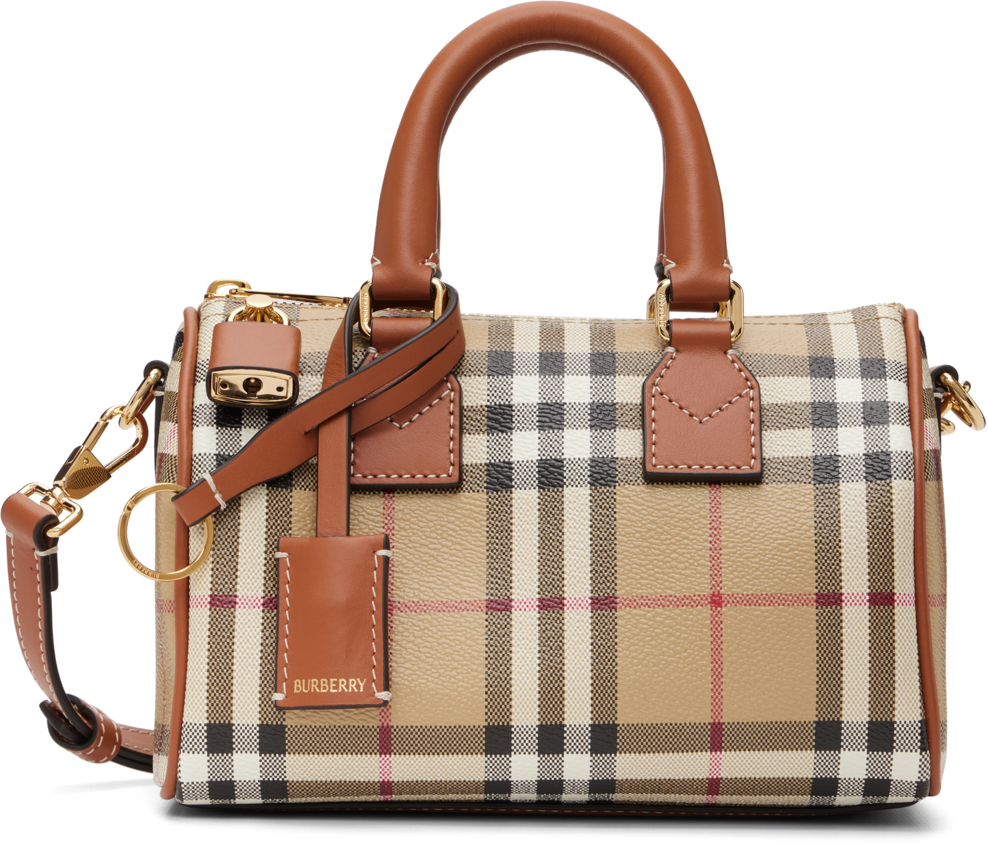 Burberry - Beige Mini Check Bowling Bag