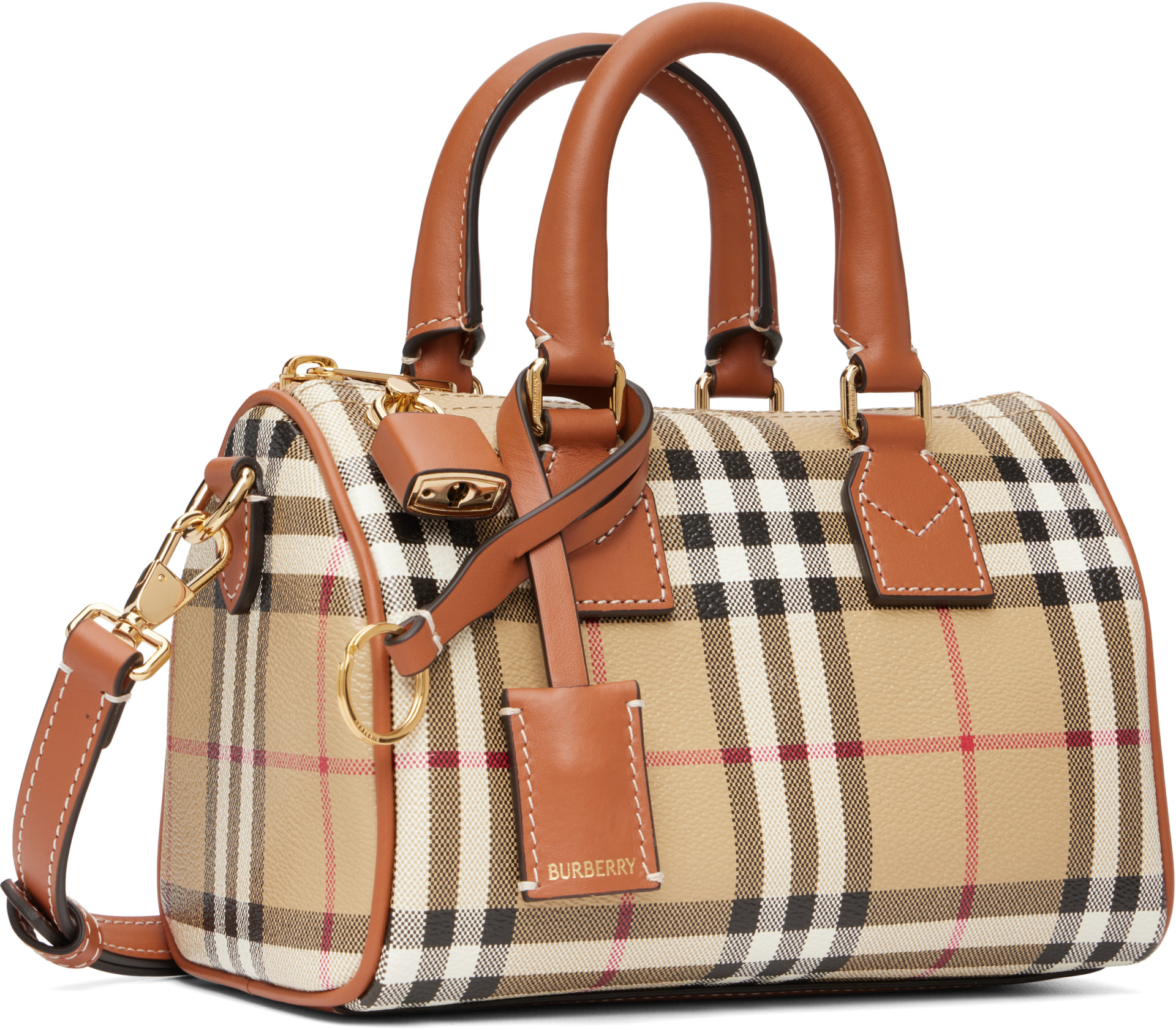 Burberry - Beige Mini Check Bowling Bag