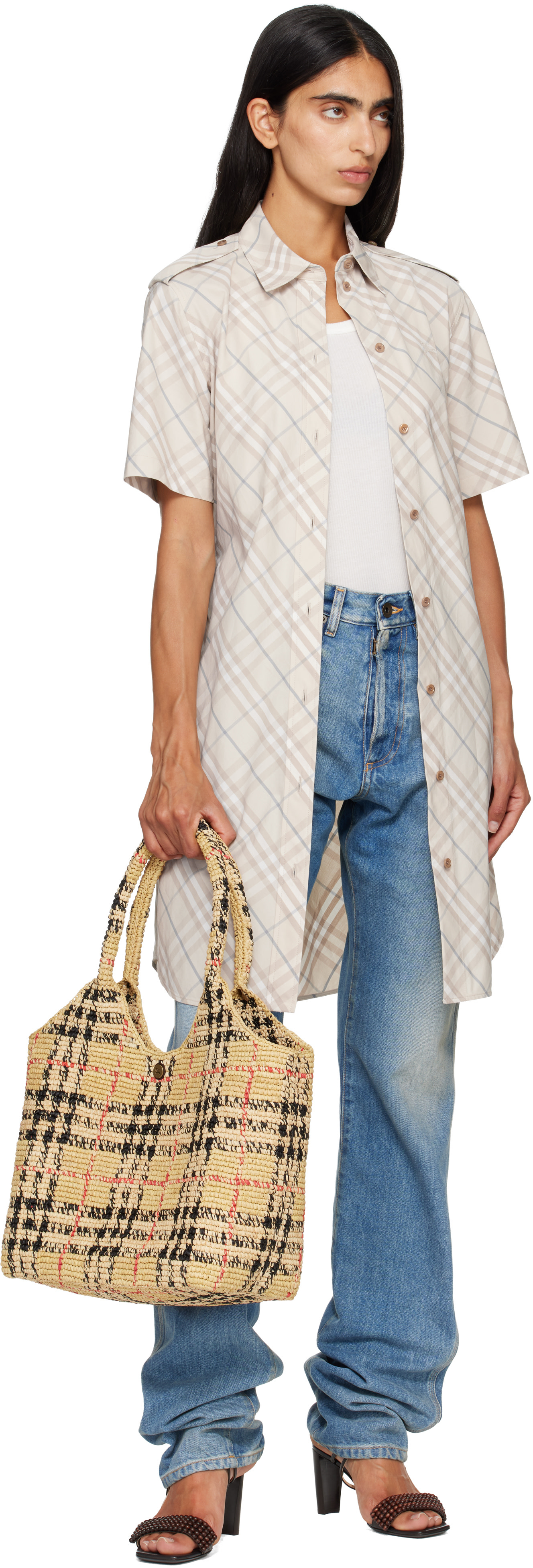 Burberry - Petit cabas Margate beige