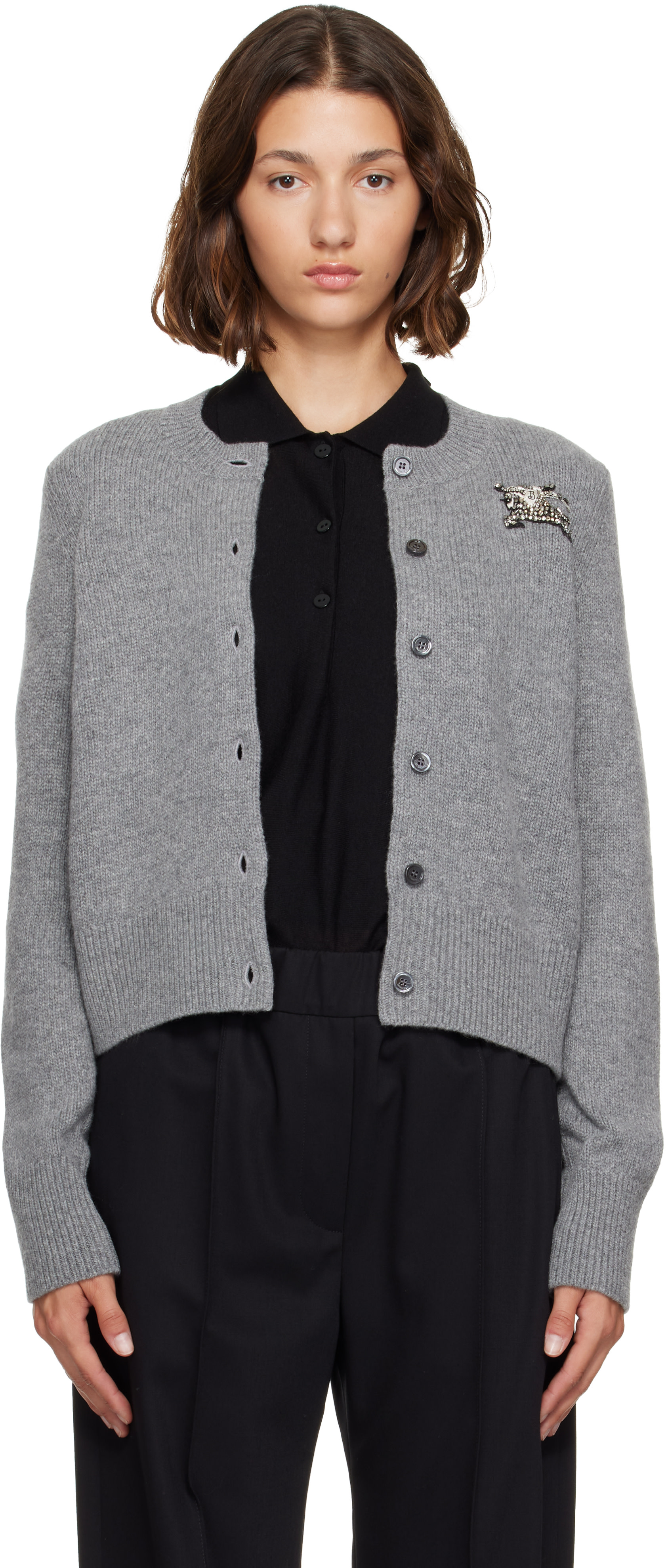 Burberry - Gray Wool Cardigan