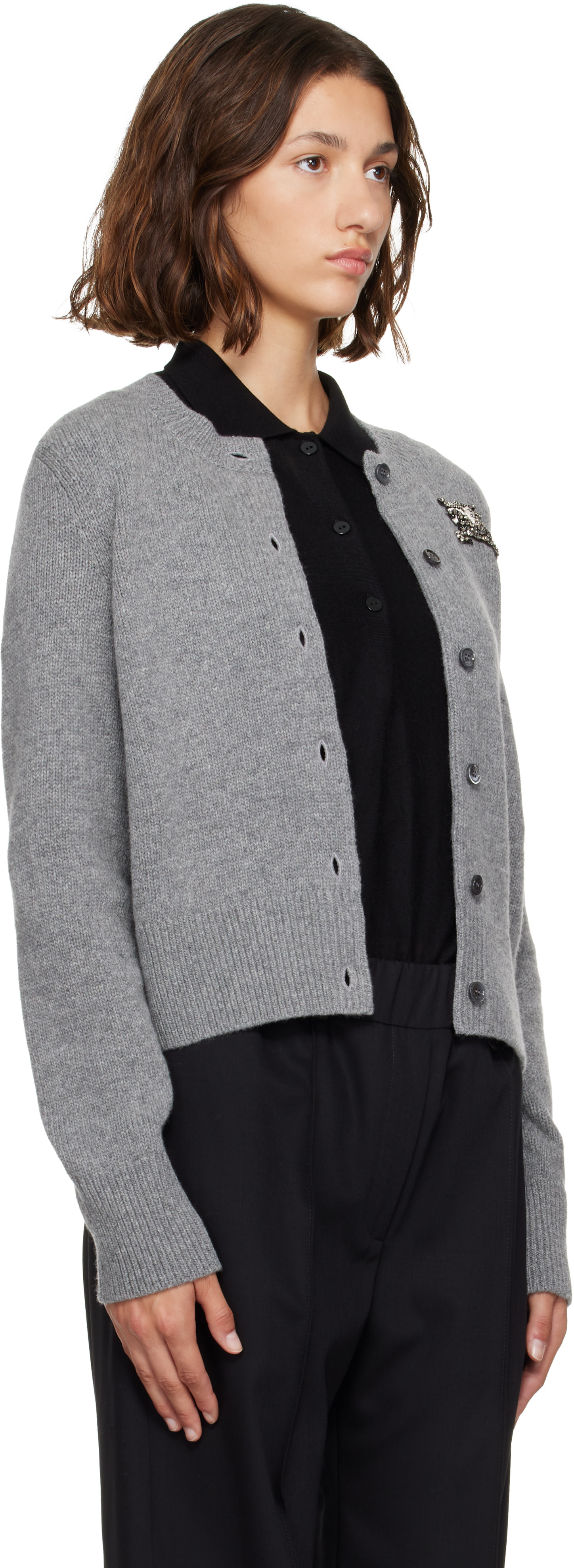 Burberry - Gray Wool Cardigan