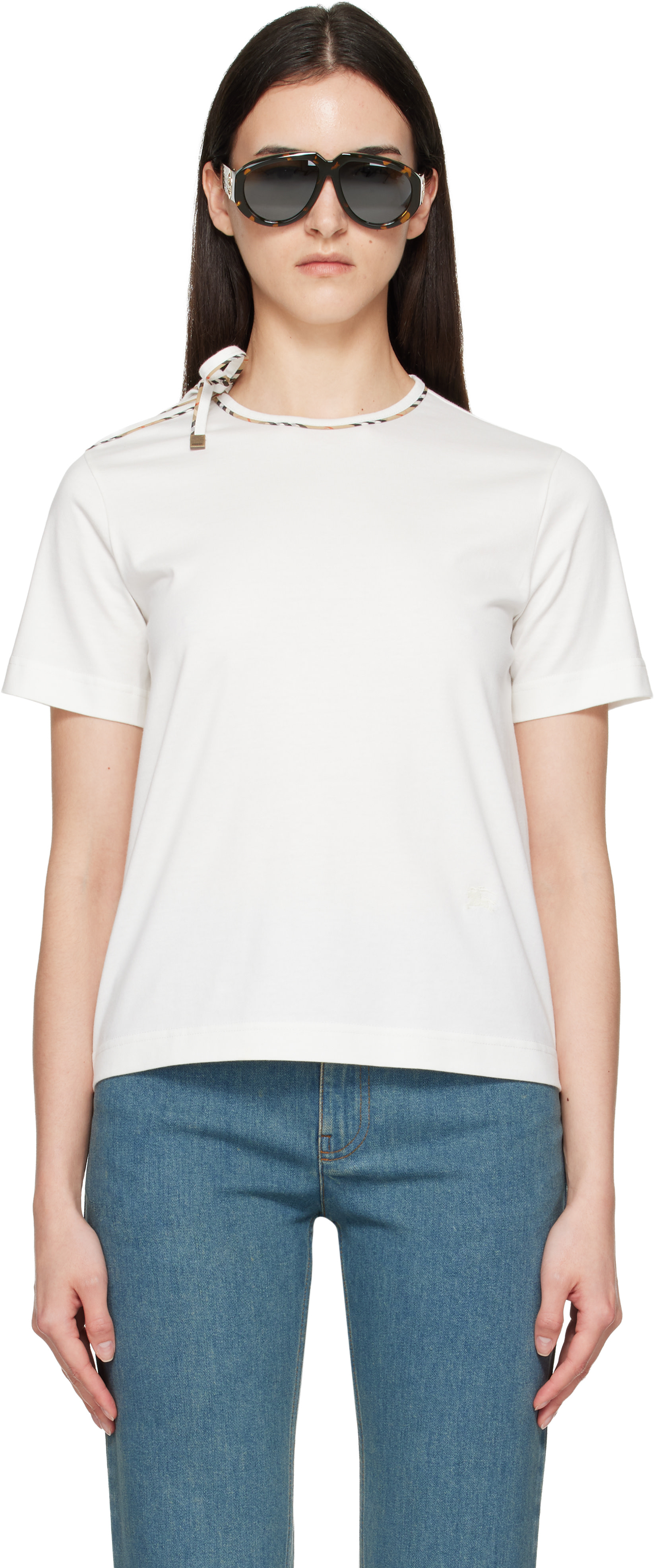 Burberry - Off-White Tie-Sleeve Cotton T-shirt