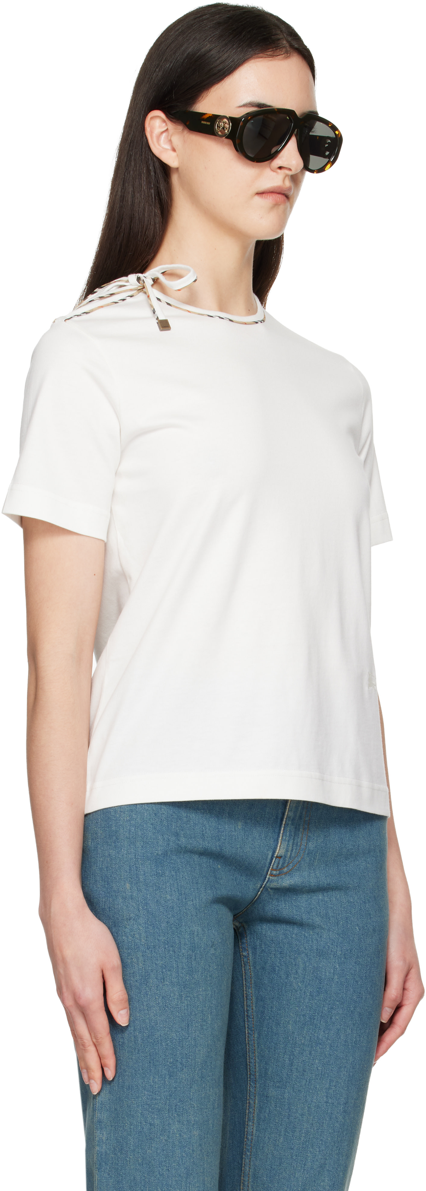 Burberry - Off-White Tie-Sleeve Cotton T-shirt