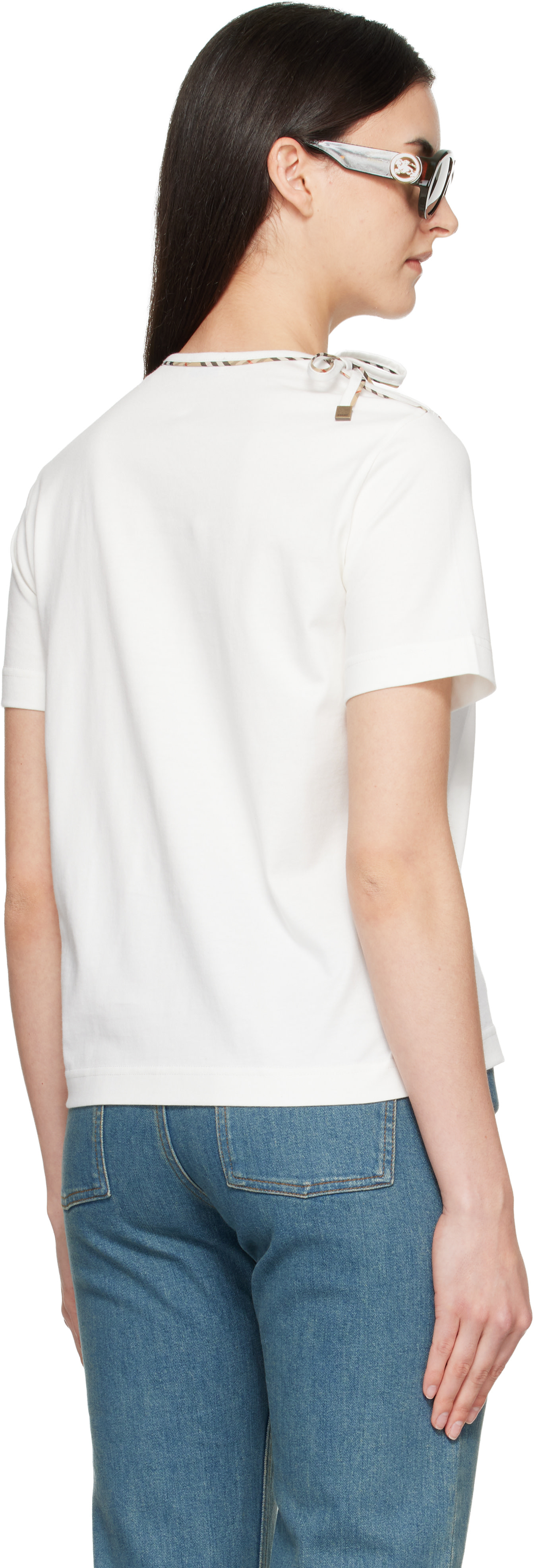 Burberry - Off-White Tie-Sleeve Cotton T-shirt