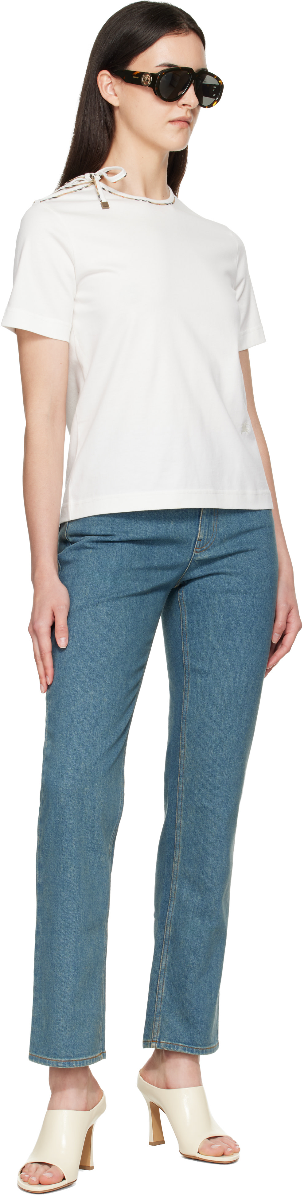 Burberry - Off-White Tie-Sleeve Cotton T-shirt