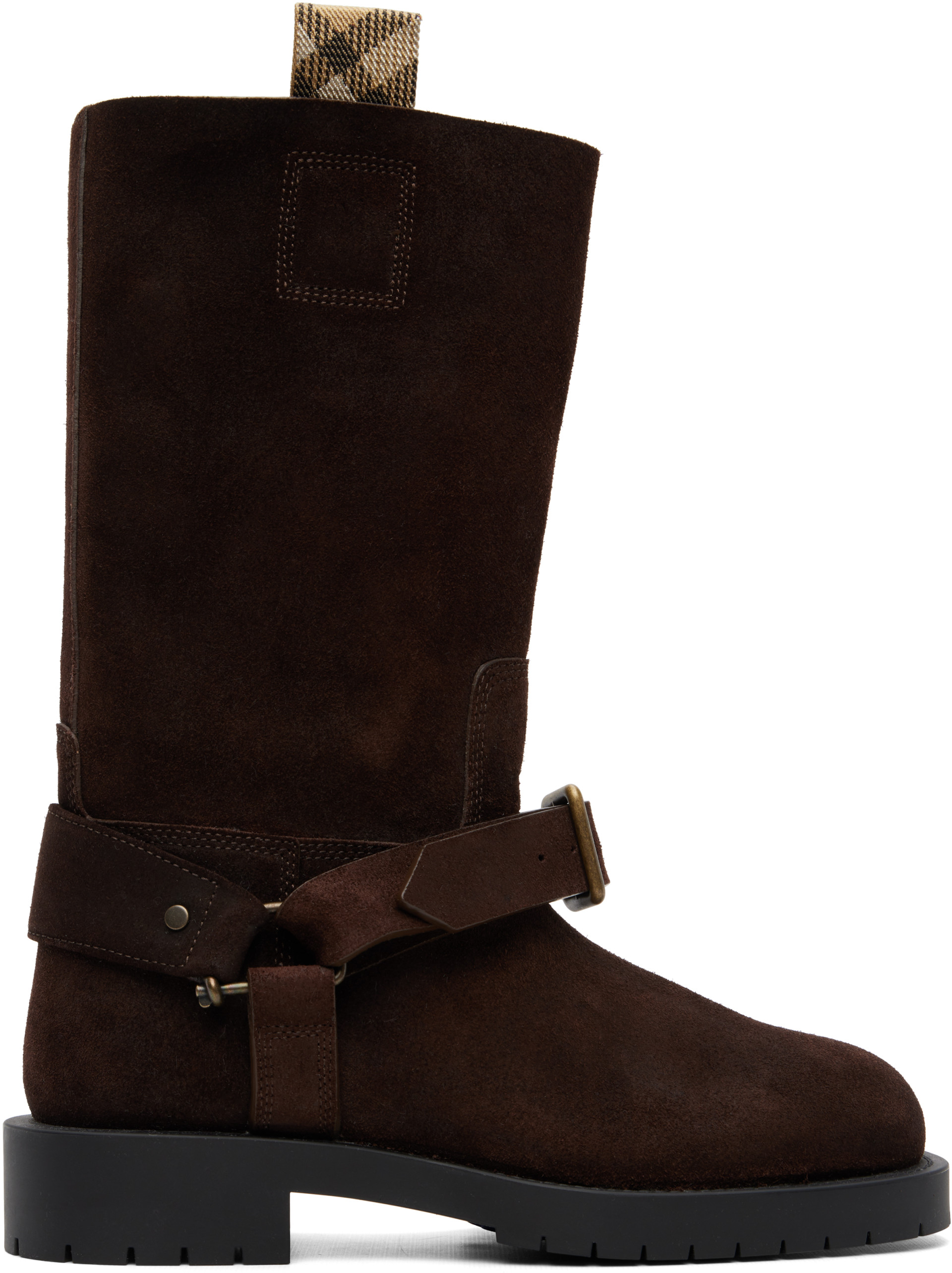 Burberry: Brown Suede Soft Saddle Low Boots | SSENSE Canada