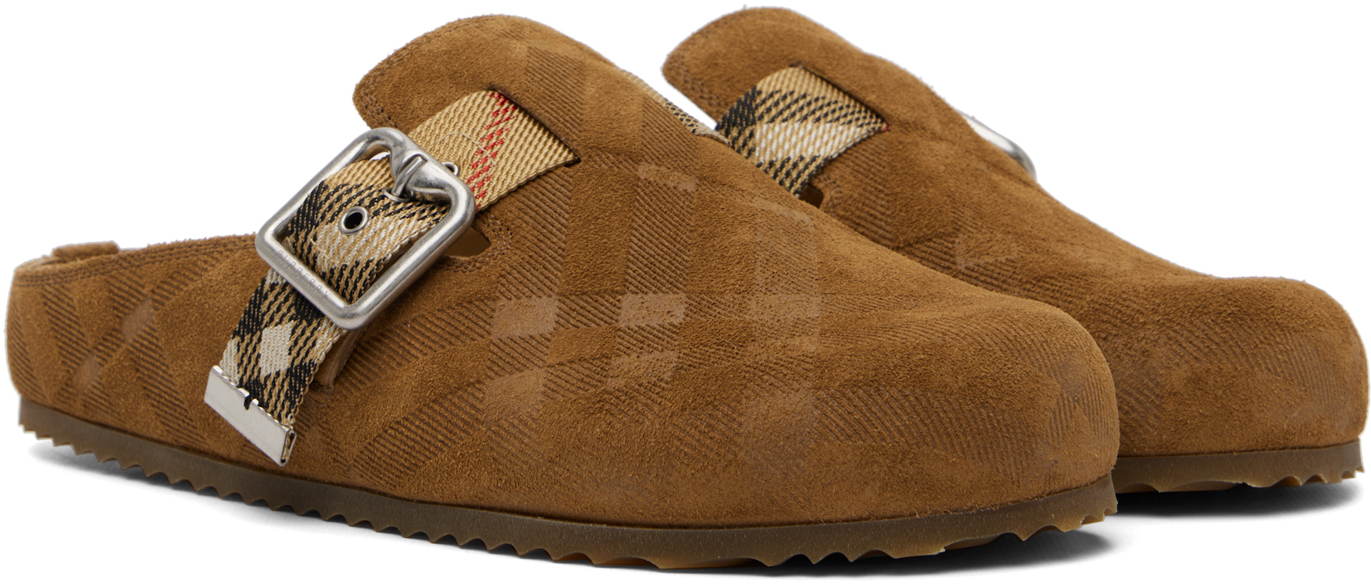Burberry - Tan Check Suede Urchin Loafers