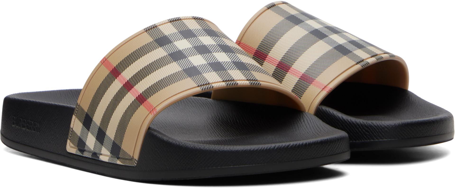 Burberry - Beige Check Slides