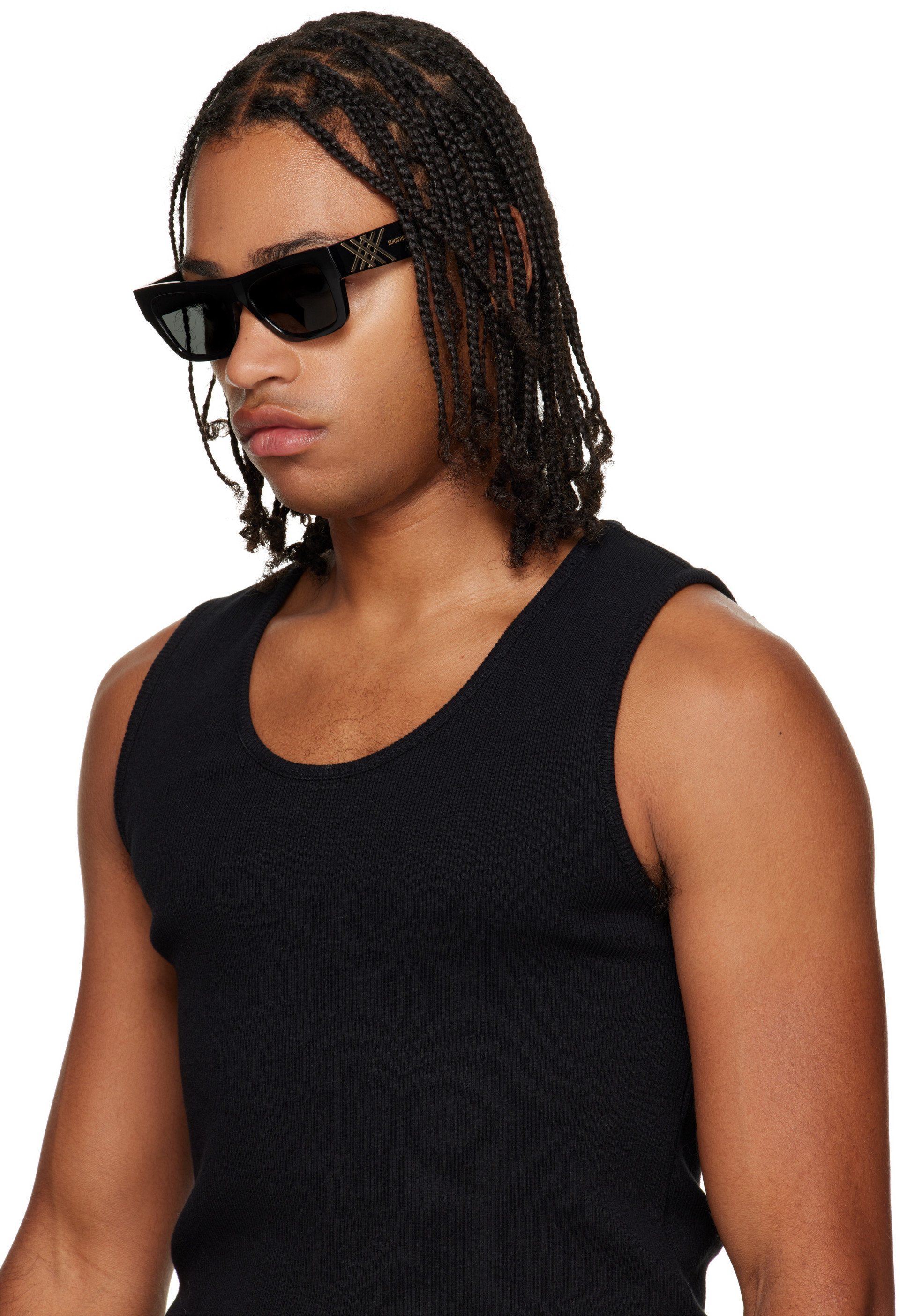 Burberry - Black Heritage Square Sunglasses