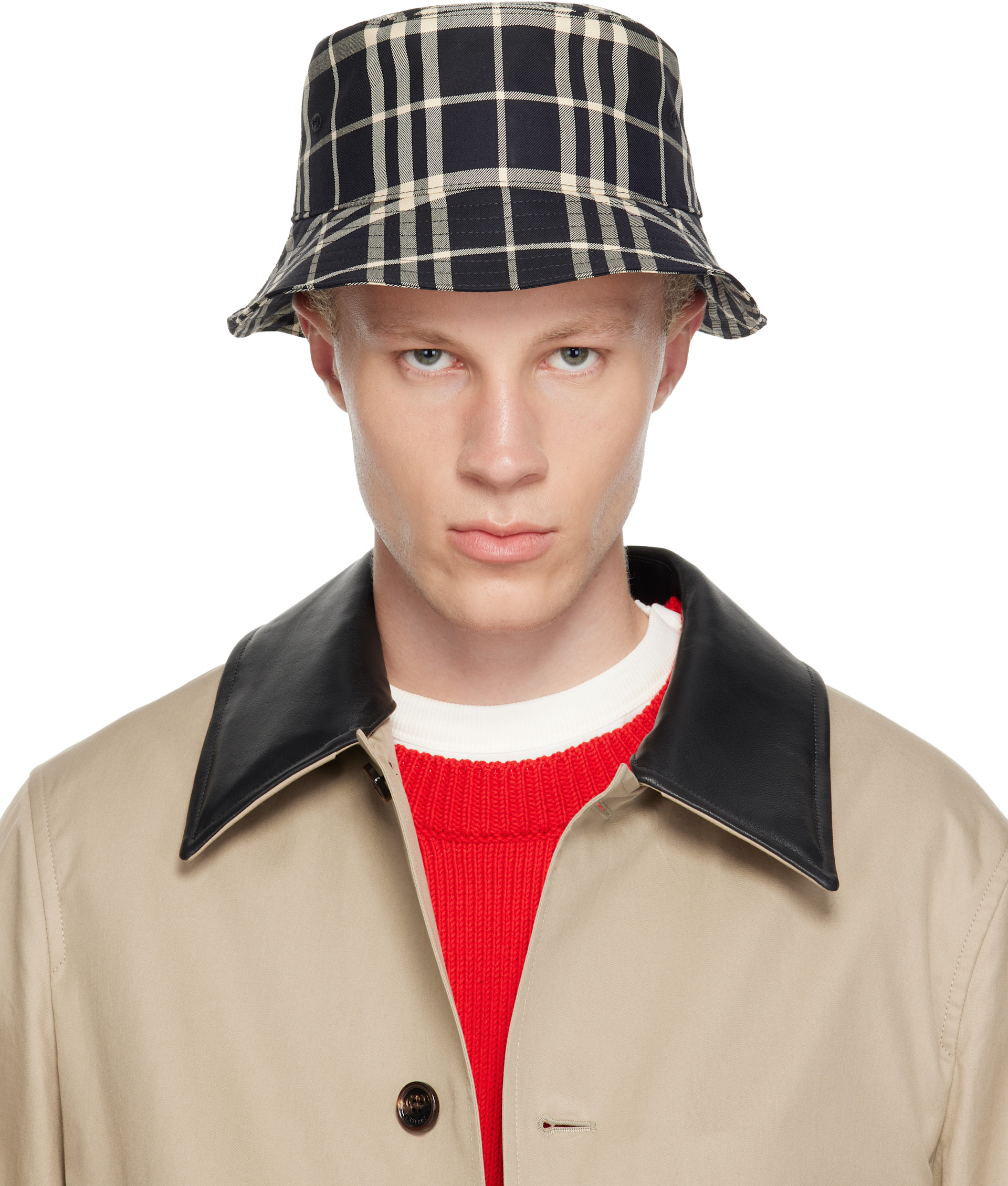 Burberry: Black Check Cotton Bucket Hat | SSENSE