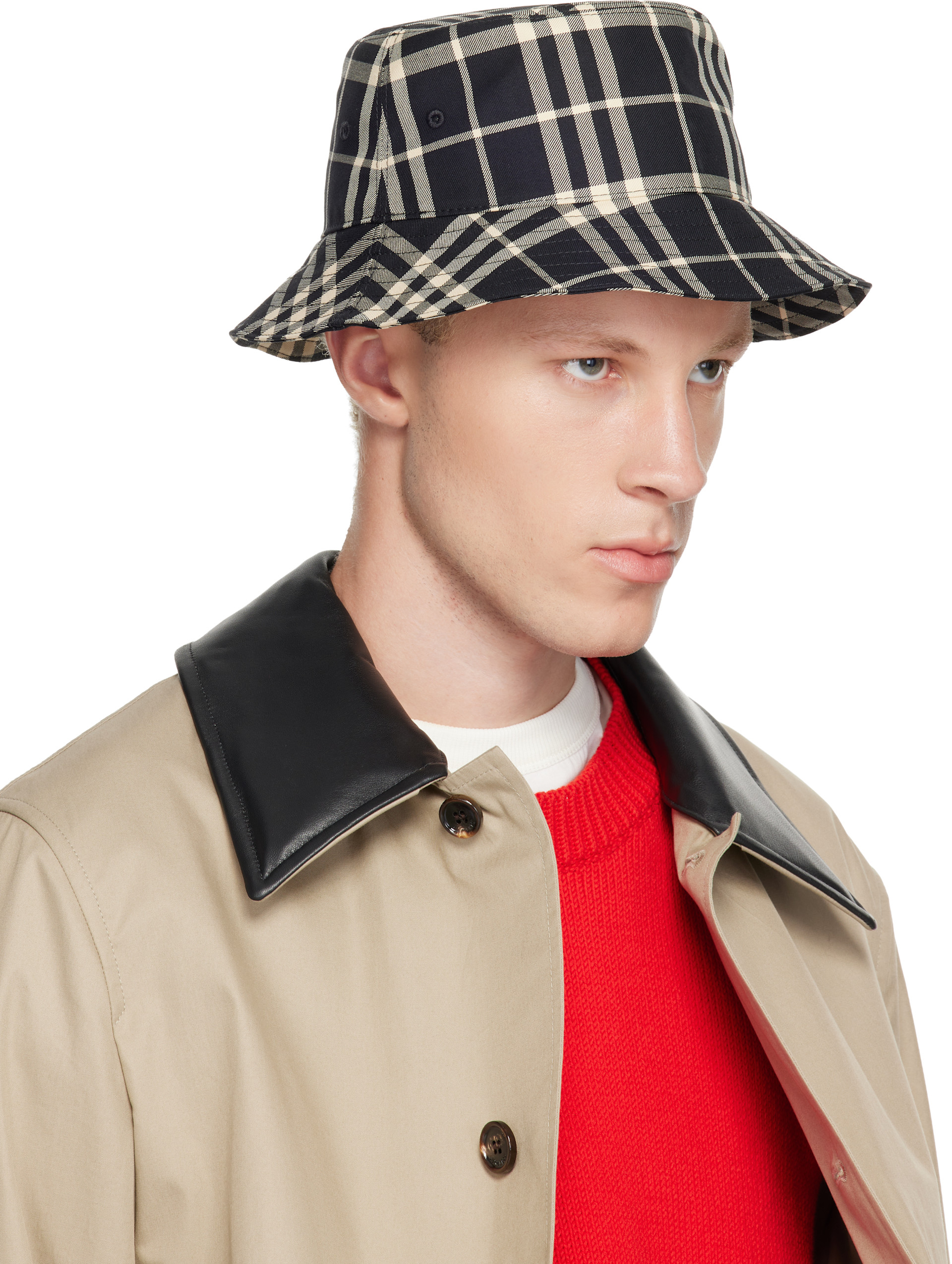 Burberry: ブラック チェック コットン バケットハット | SSENSE 日本