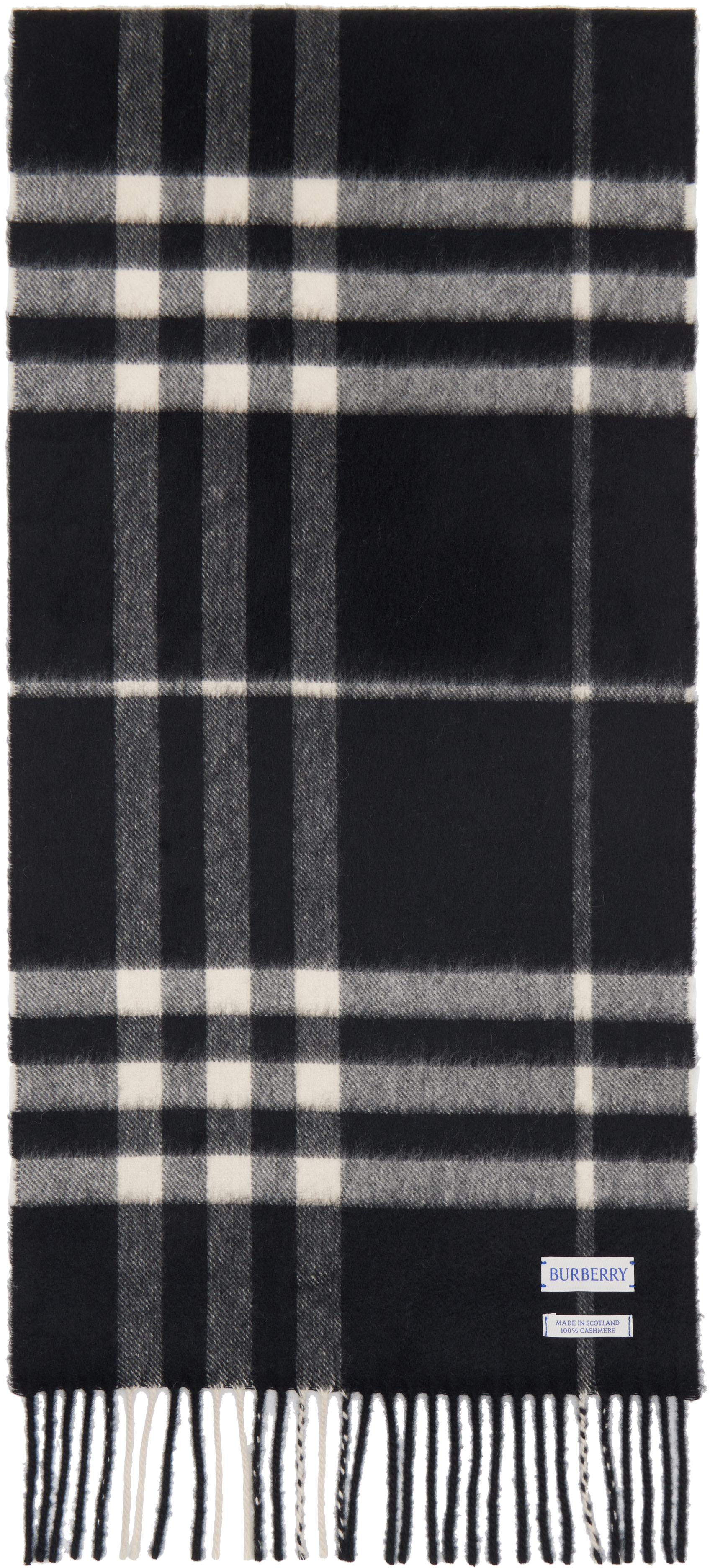 Burberry - Black Check Cashmere Scarf