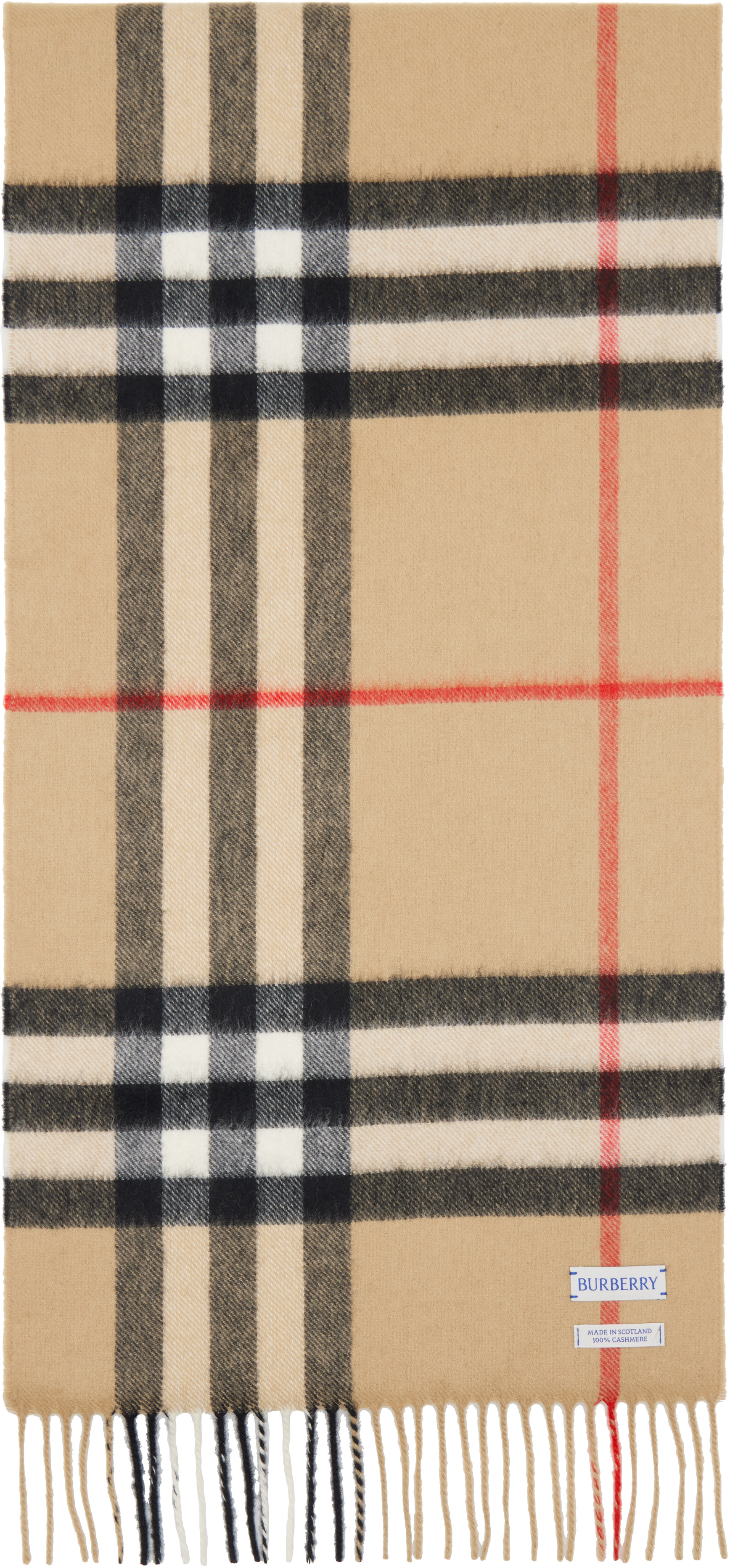 Burberry: ベージュ チェック カシミヤ マフラー | SSENSE 日本