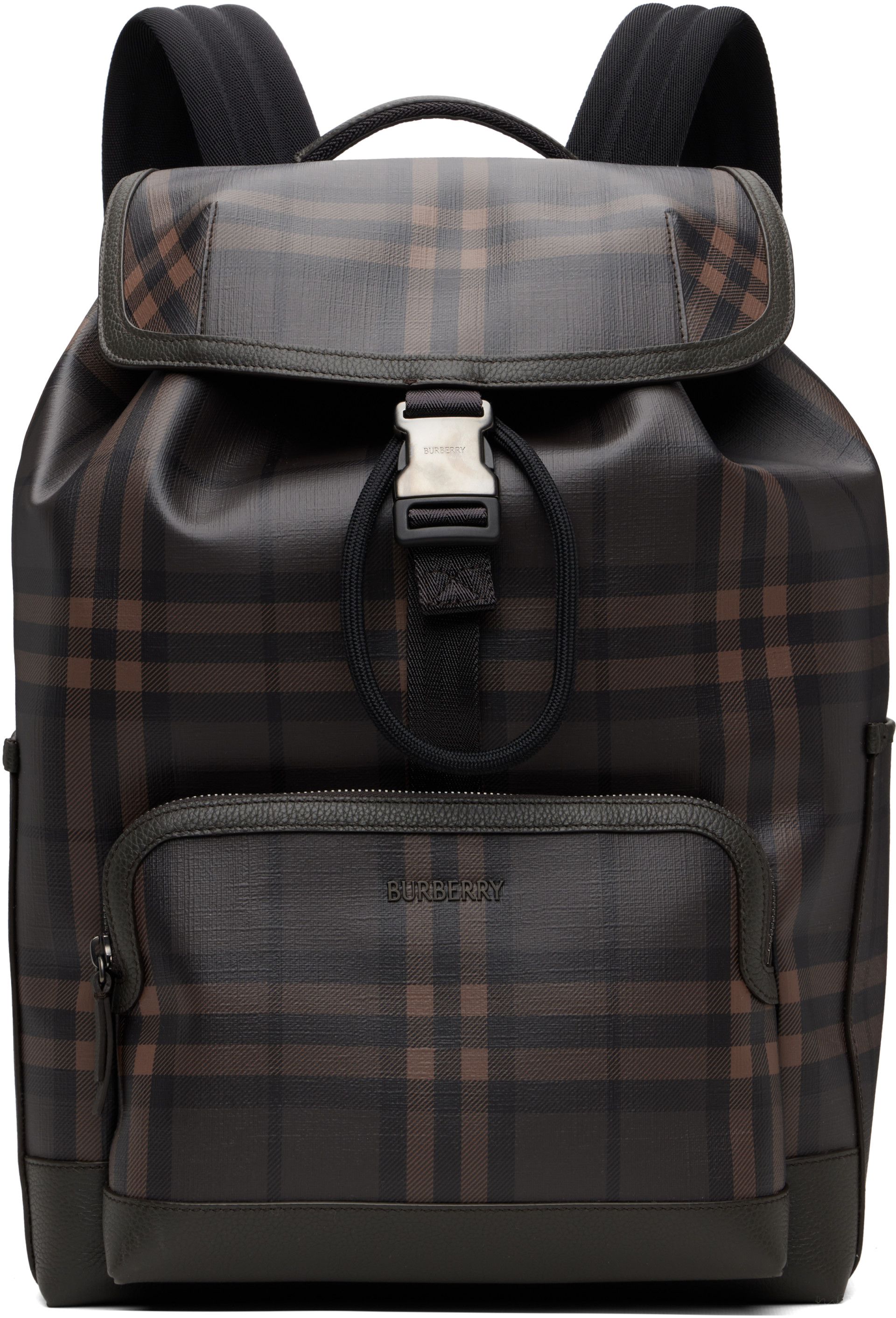 Burberry - Brown City Check Clip Backpack