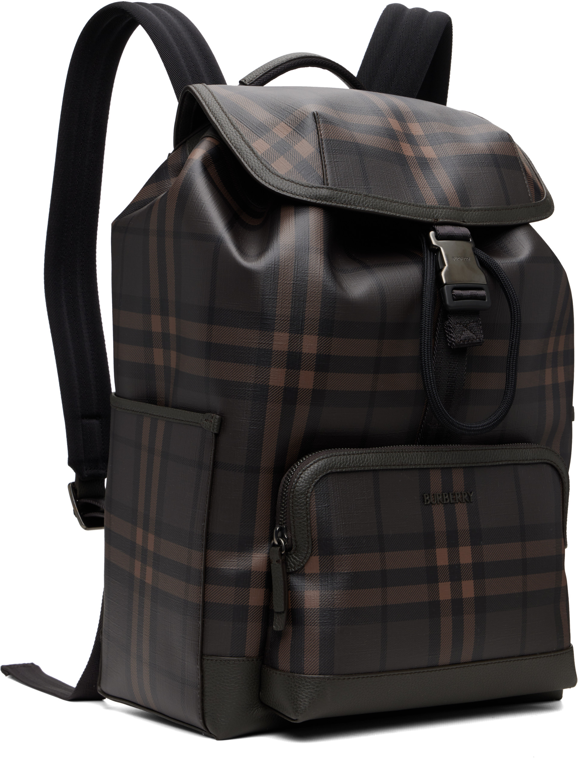 Burberry - Brown City Check Clip Backpack