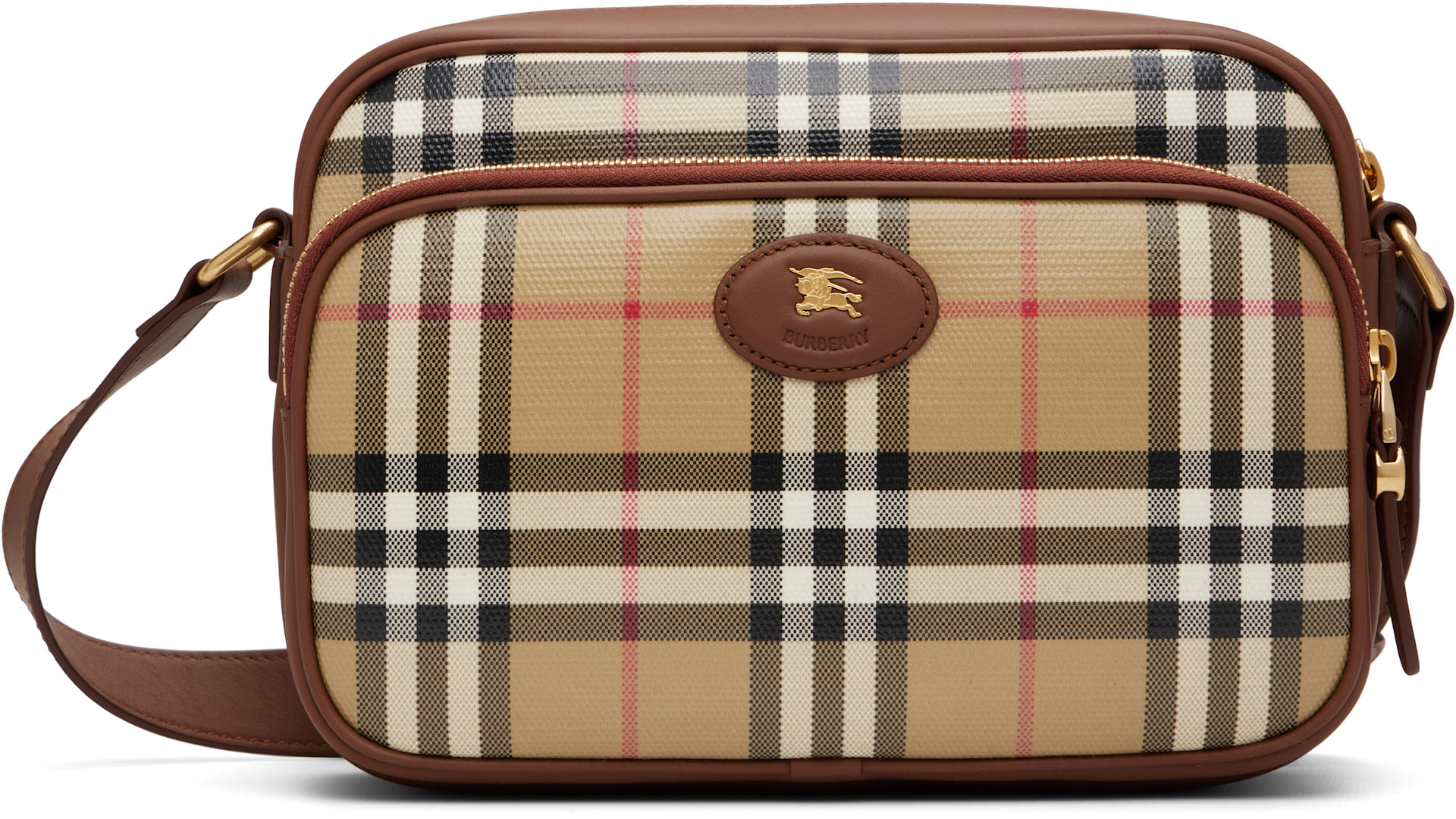 Burberry: ベージュ チェック ポケット クロスボディバッグ | SSENSE 日本