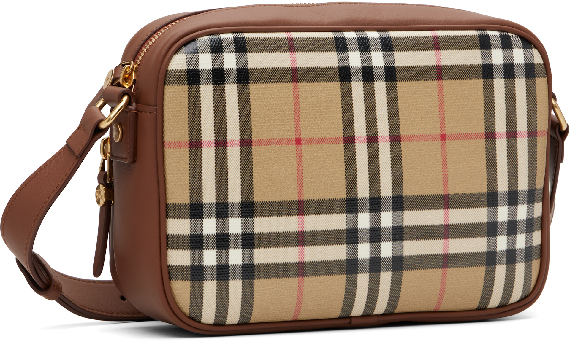 Burberry: ベージュ チェック ポケット クロスボディバッグ | SSENSE 日本