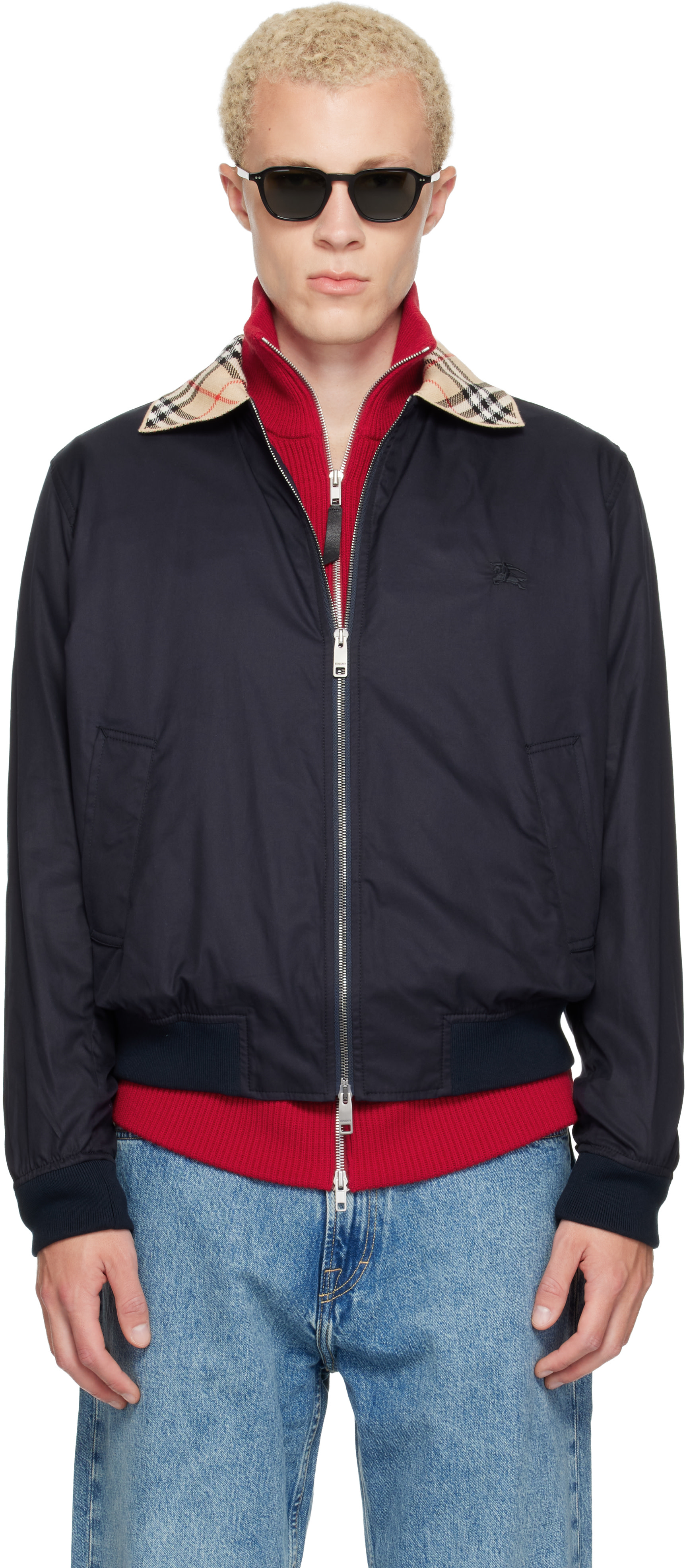 Burberry - Navy Gabardine Glenfields Harrington Jacket