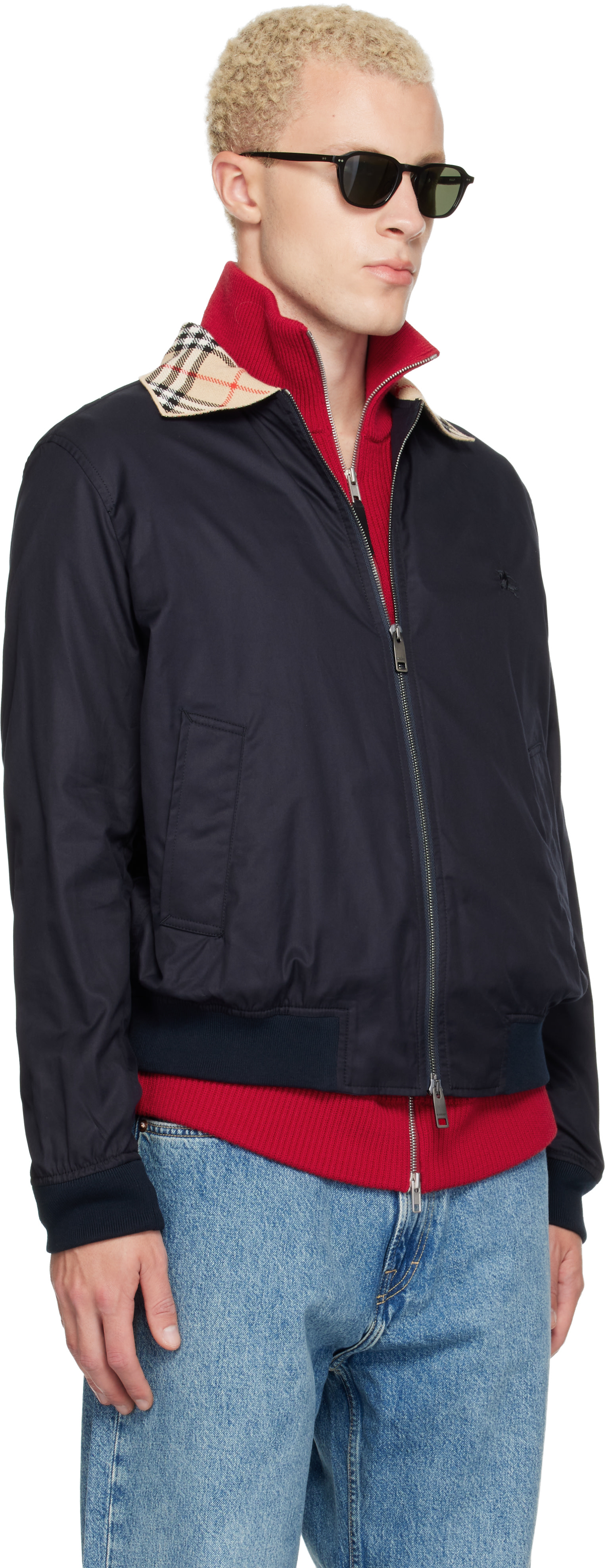 Burberry - Navy Gabardine Glenfields Harrington Jacket