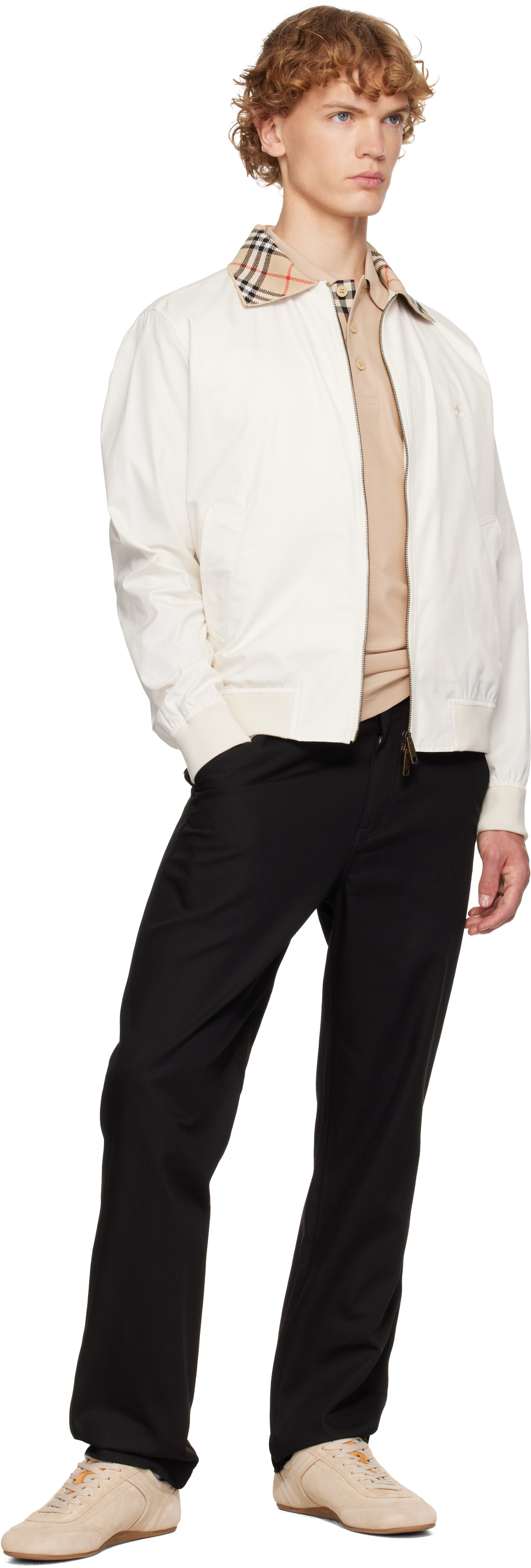 Burberry - Off-White Gabardine Glenfields Harrington Jacket