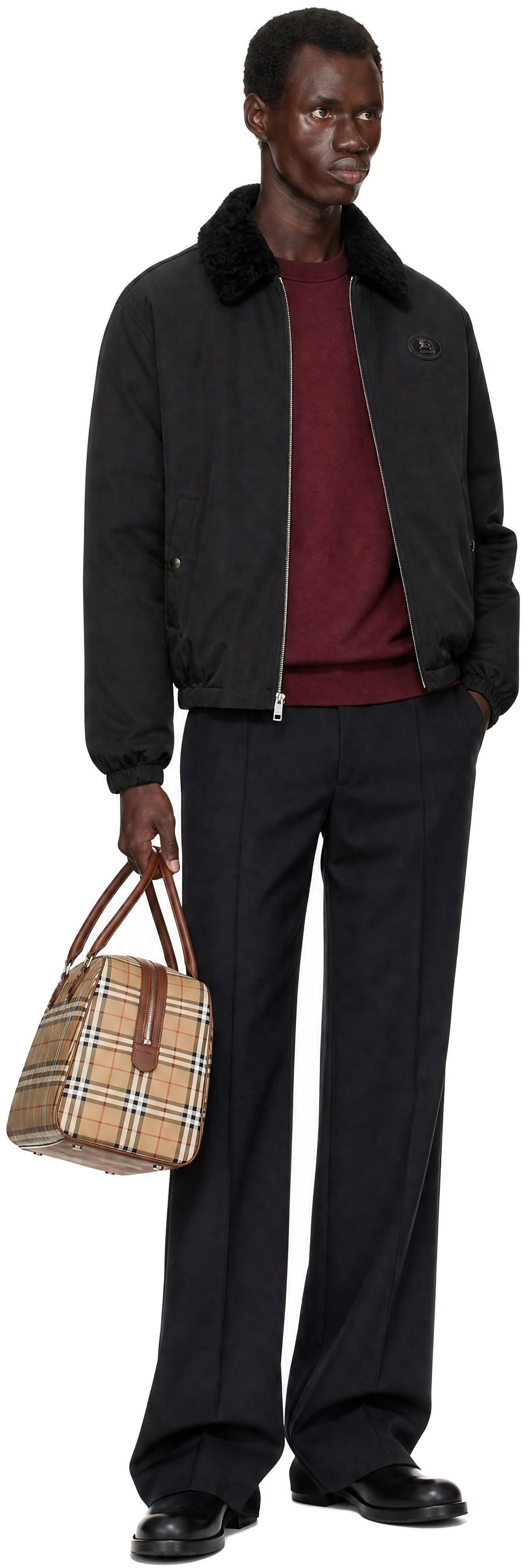 Burberry: ブラック Nylon Cotton Farnborough ダウン アビエイター
