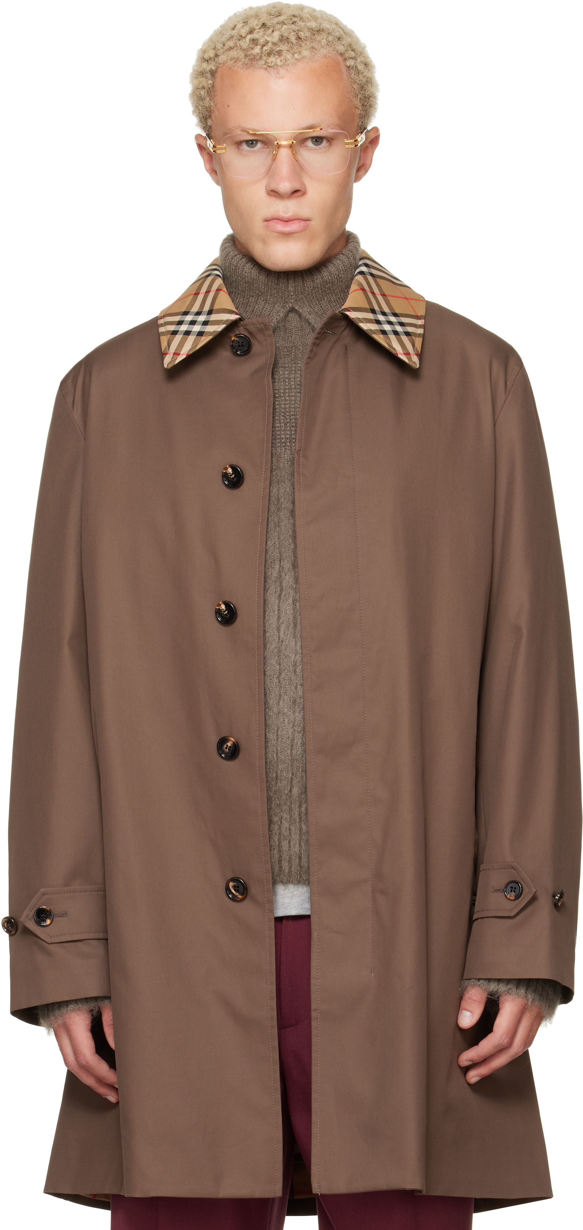 Burberry: Brown Mid-Length Gabardine Car Coat | SSENSE