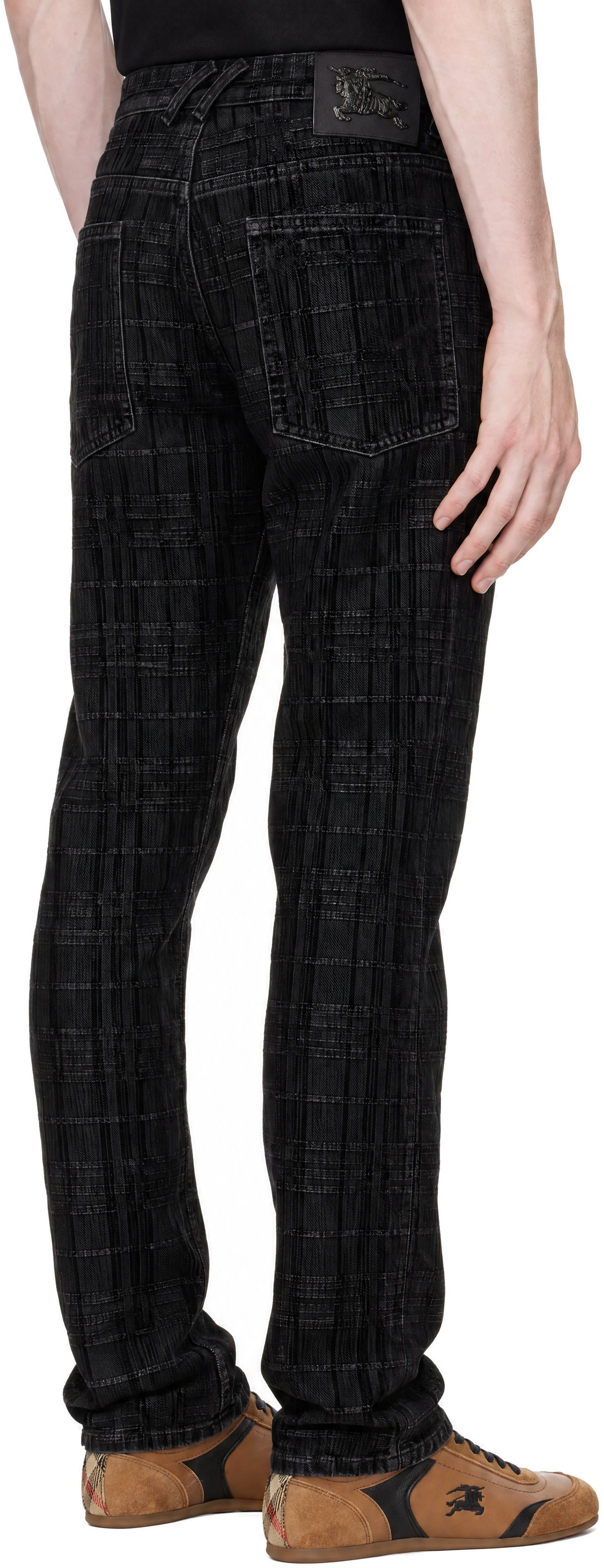 Burberry - Black Check Flocked Straight Jeans