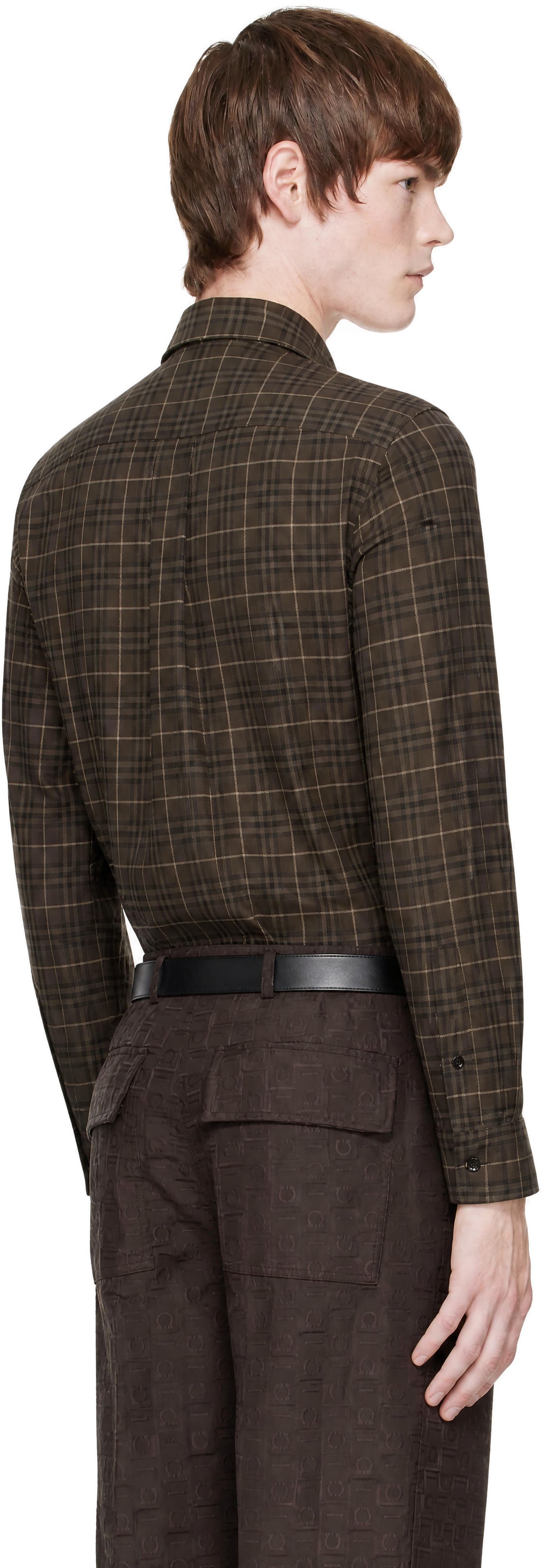 Burberry: ブラウン リラックスフィット チェック コットン シャツ 