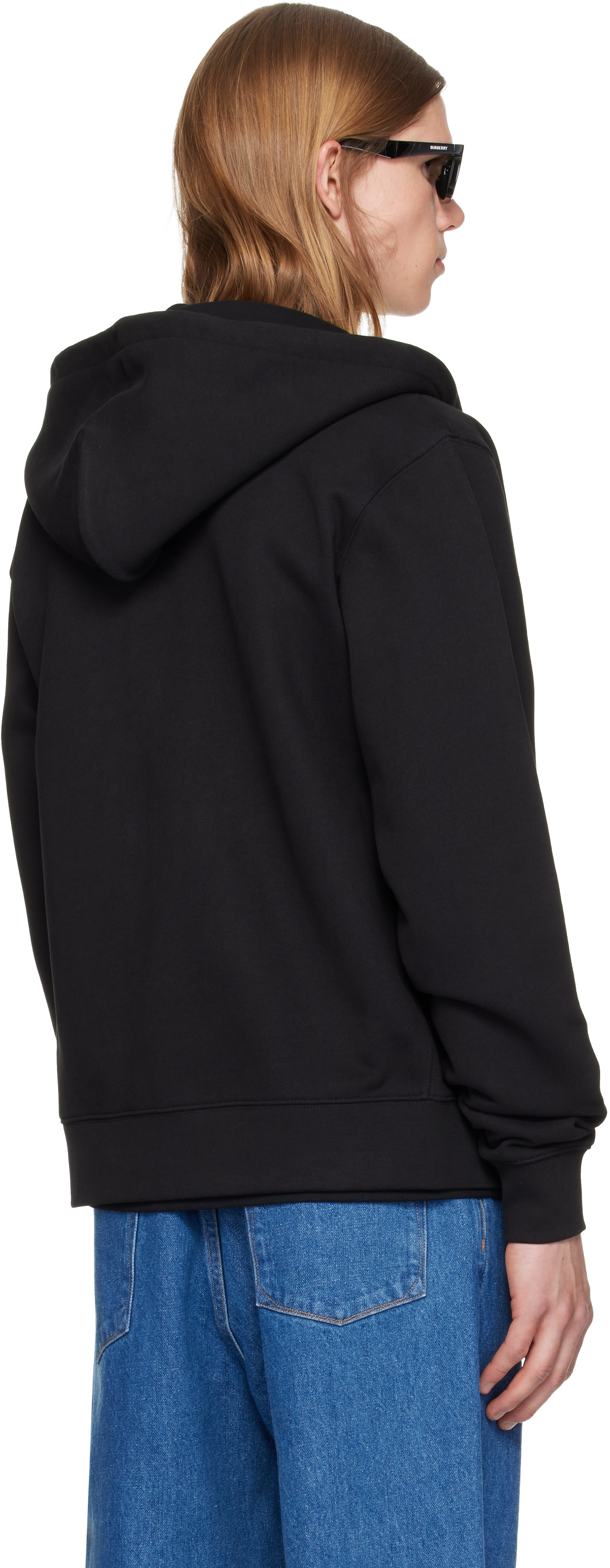 Burberry - Pull à capuche noir à logo EKD